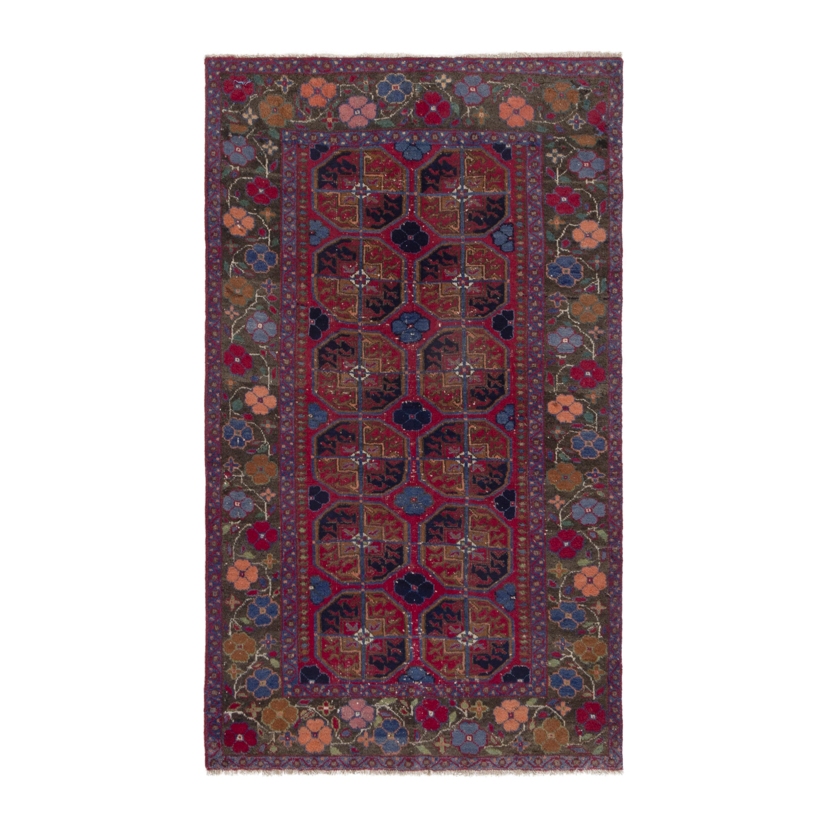 Persian Baluch accent rug in burgundy and deep red, 3'5" x 5'4"