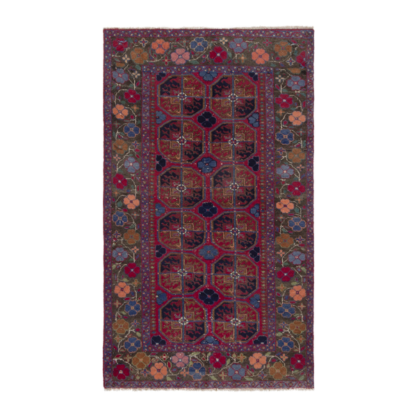 Persian Baluch accent rug in burgundy and deep red, 3'5" x 5'4"