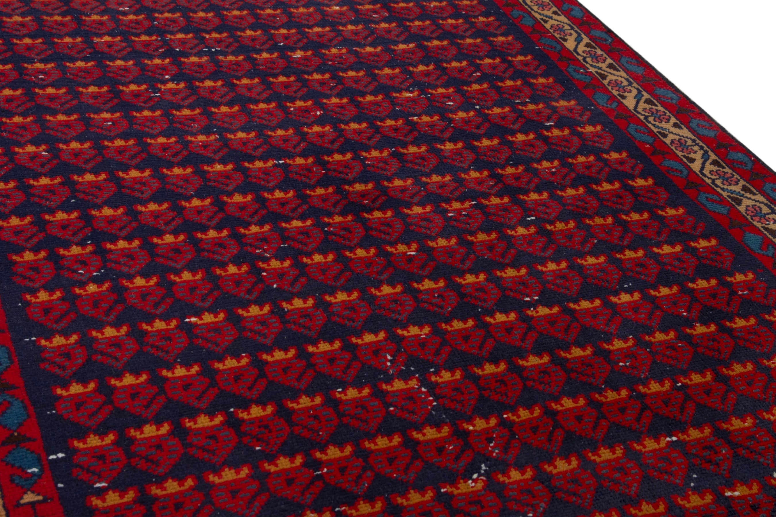 Persian Vist accent rug in deep red and burnt orange, view 10 of 17