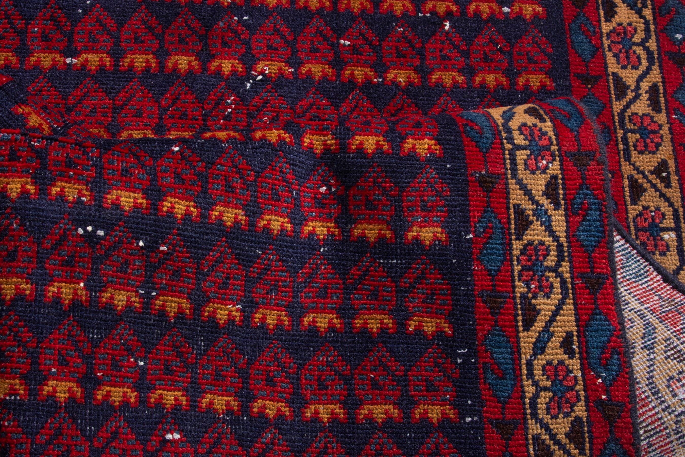 Persian Vist accent rug in deep red and burnt orange, view 15 of 17