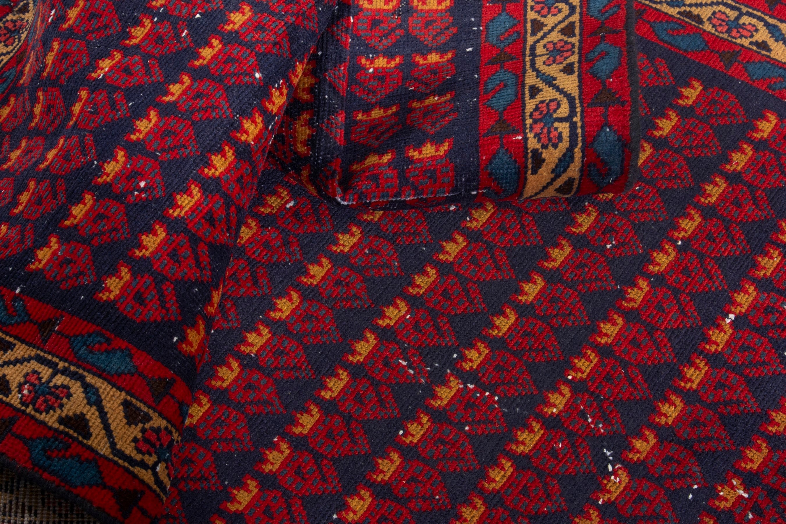 Persian Vist accent rug in deep red and burnt orange, view 16 of 17