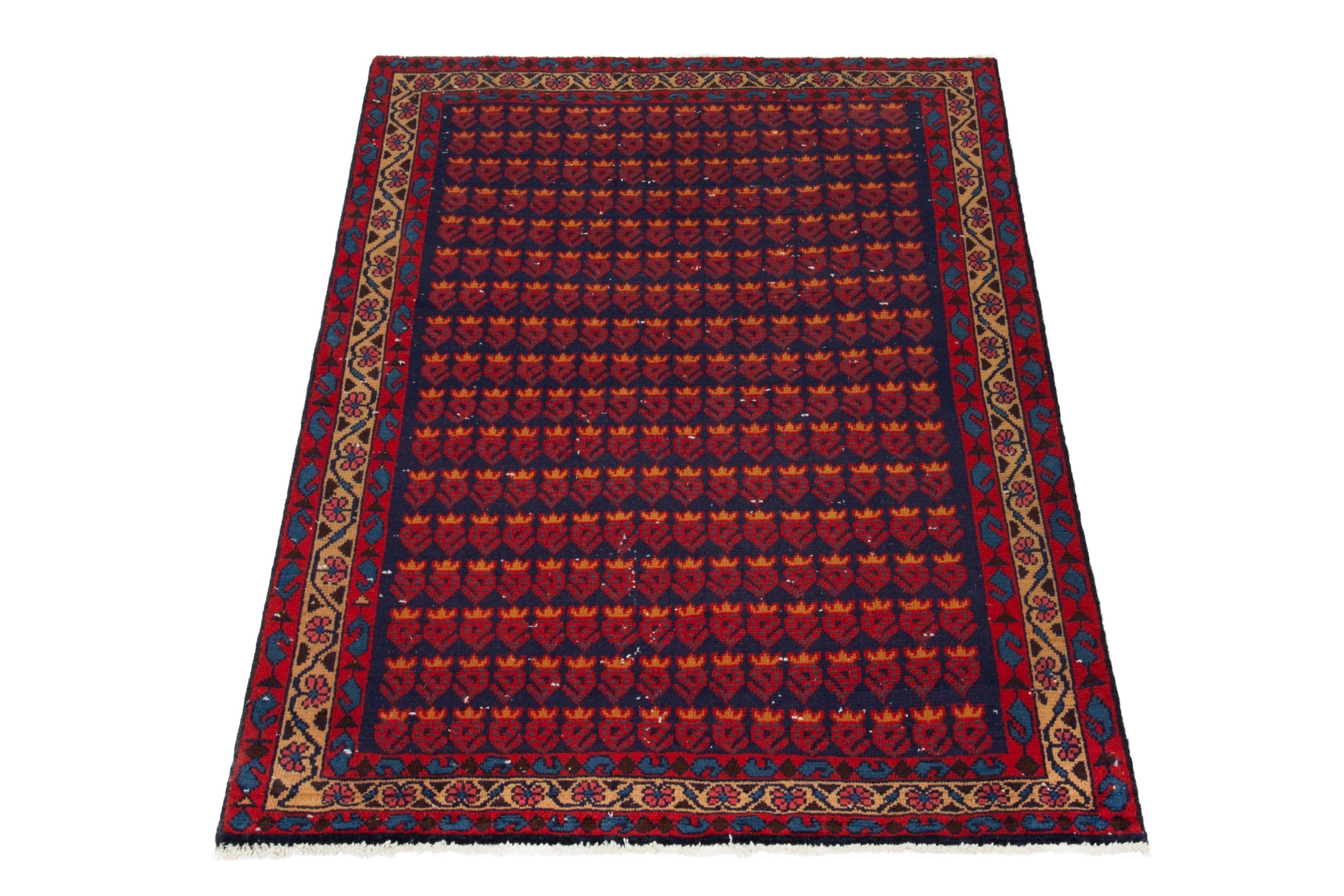 Persian Vist accent rug in deep red and burnt orange, view 2 of 17