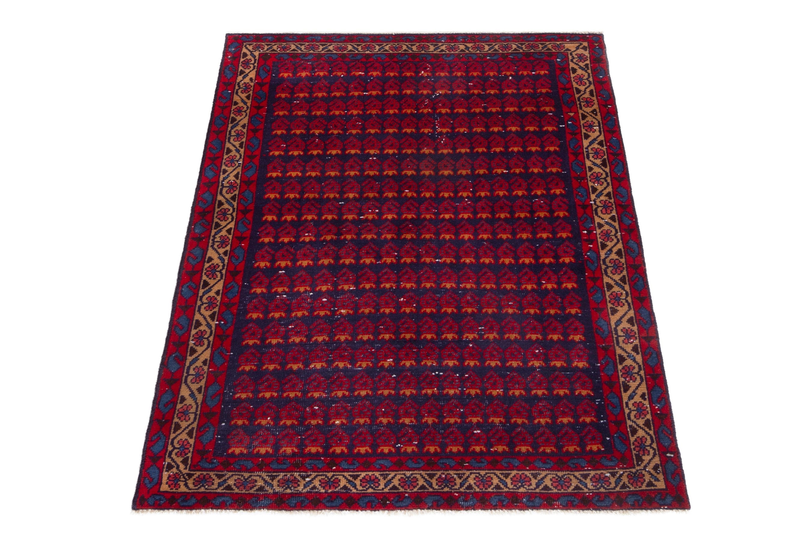 Persian Vist accent rug in deep red and burnt orange, view 3 of 17