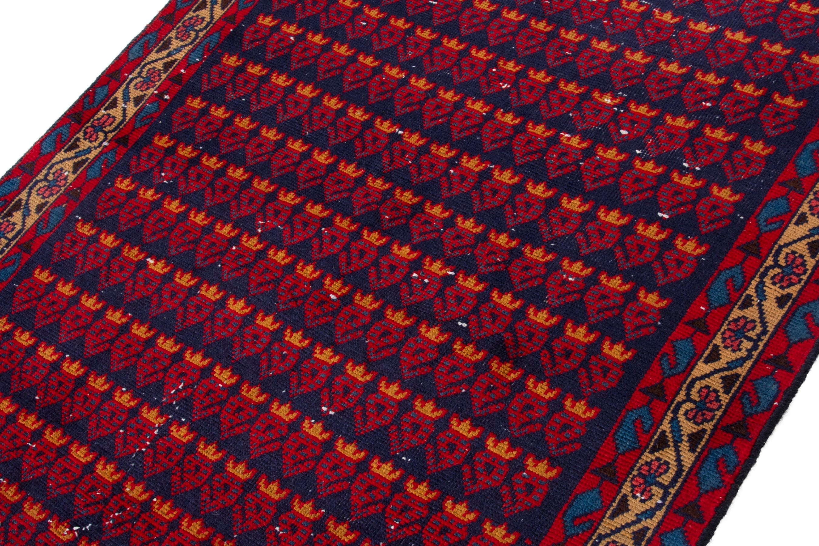 Persian Vist accent rug in deep red and burnt orange, view 4 of 17