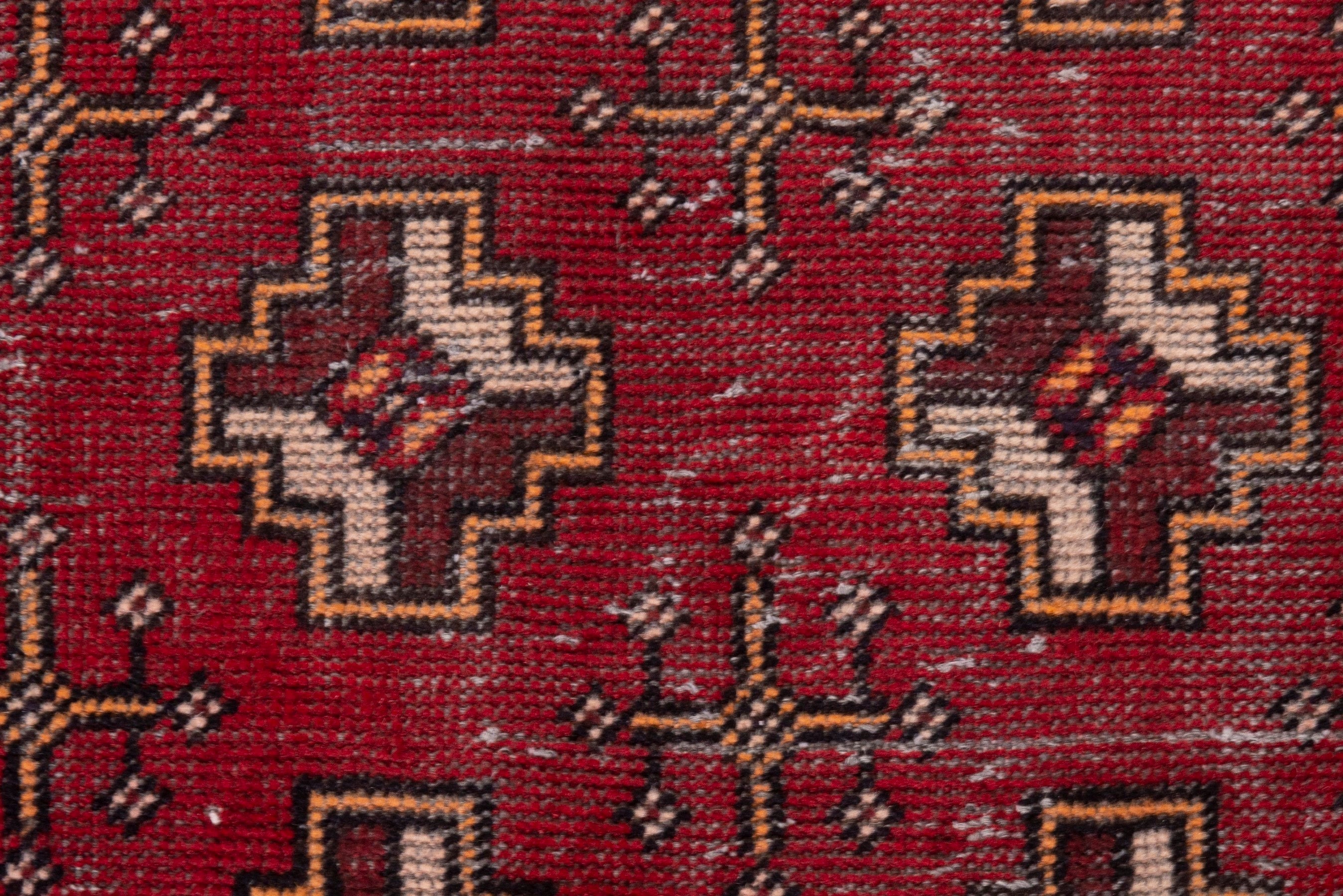 Persian Torkaman accent rug in deep red and tan, view 12 of 18