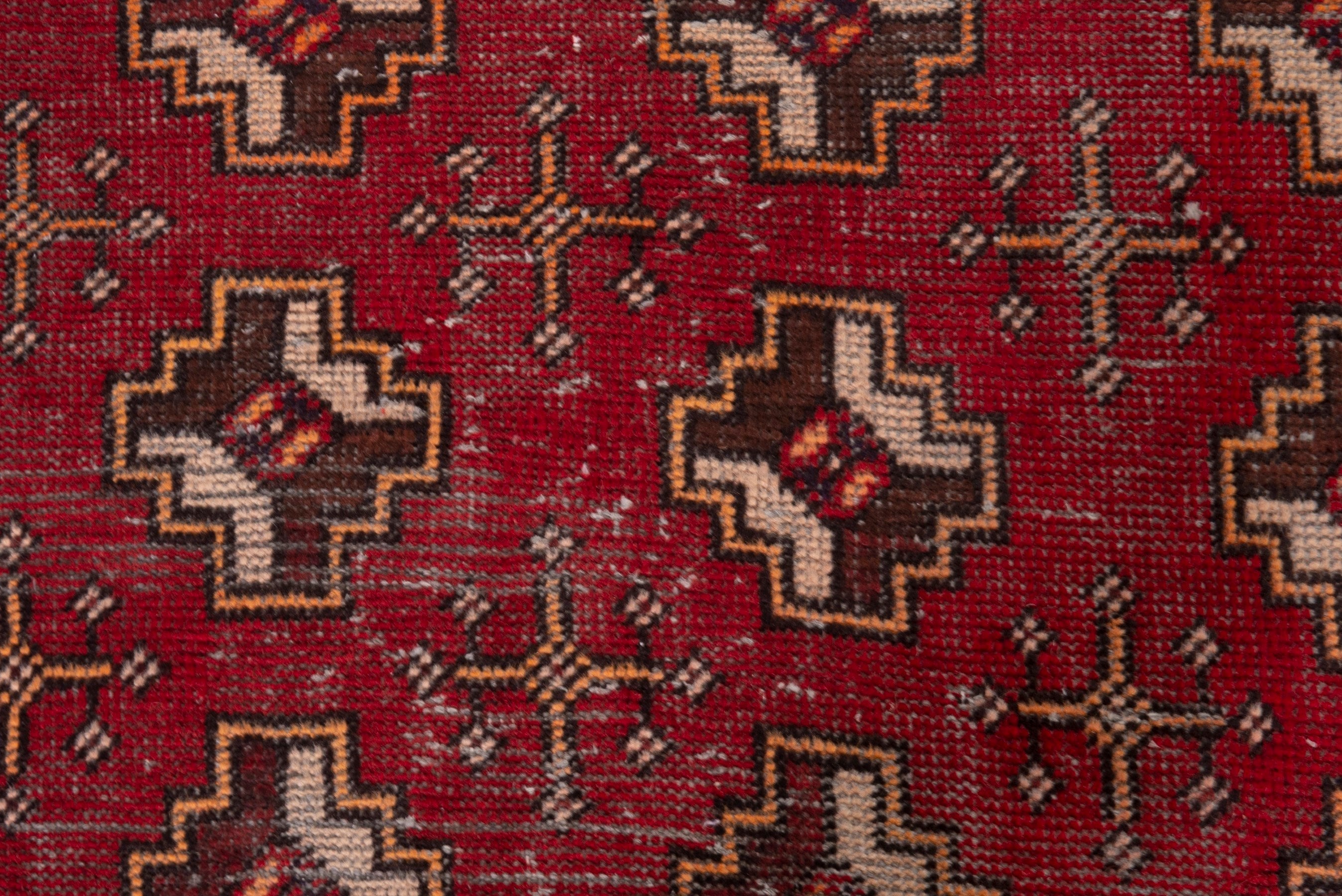 Persian Torkaman accent rug in deep red and tan, view 13 of 18
