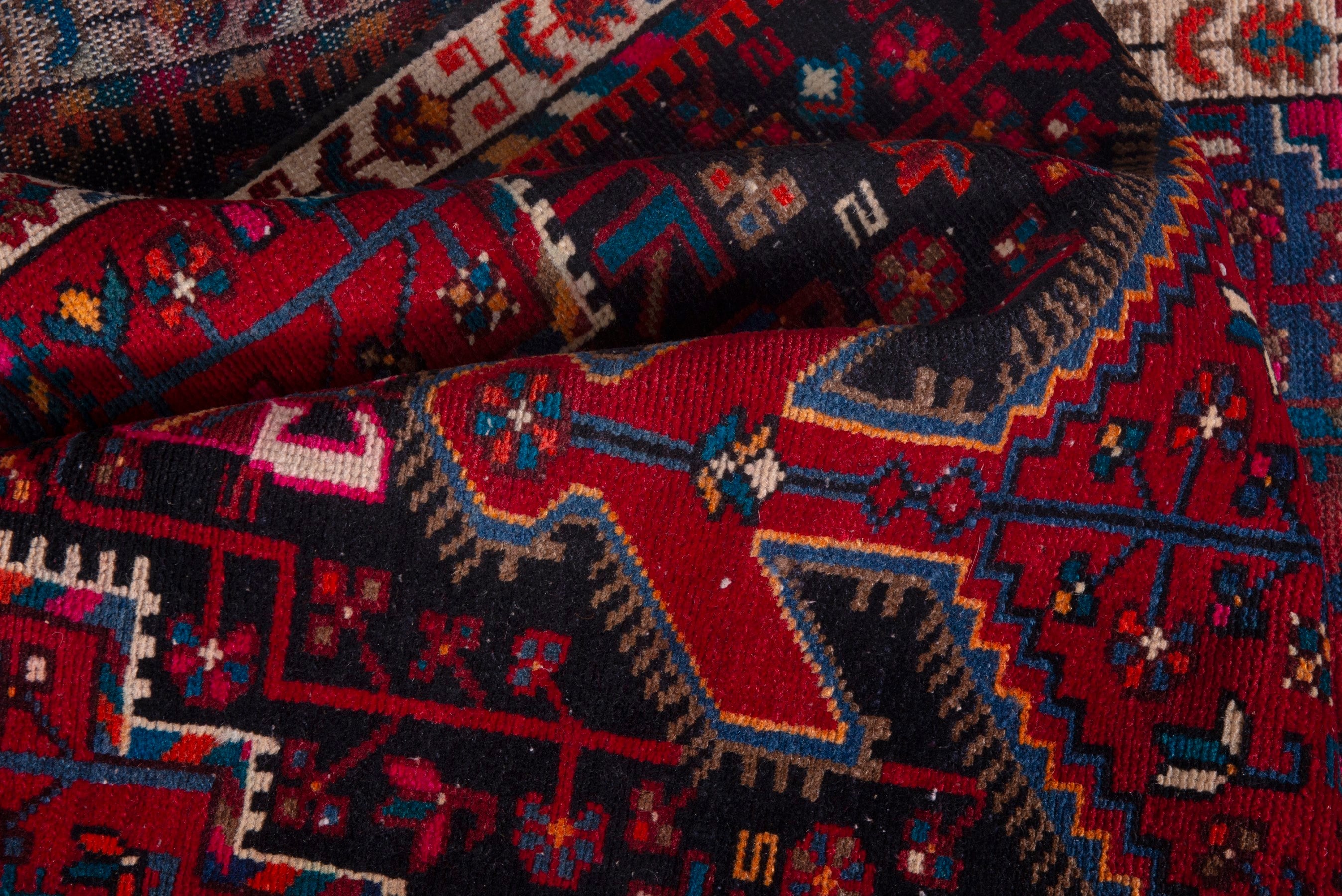 Persian Toyserkan accent rug in deep red and cream, view 14 of 17