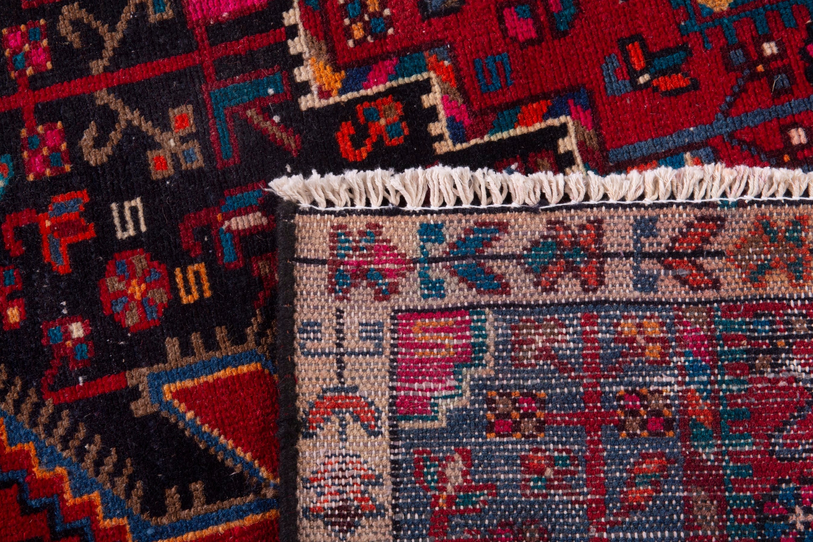 Persian Toyserkan accent rug in deep red and cream, view 17 of 17