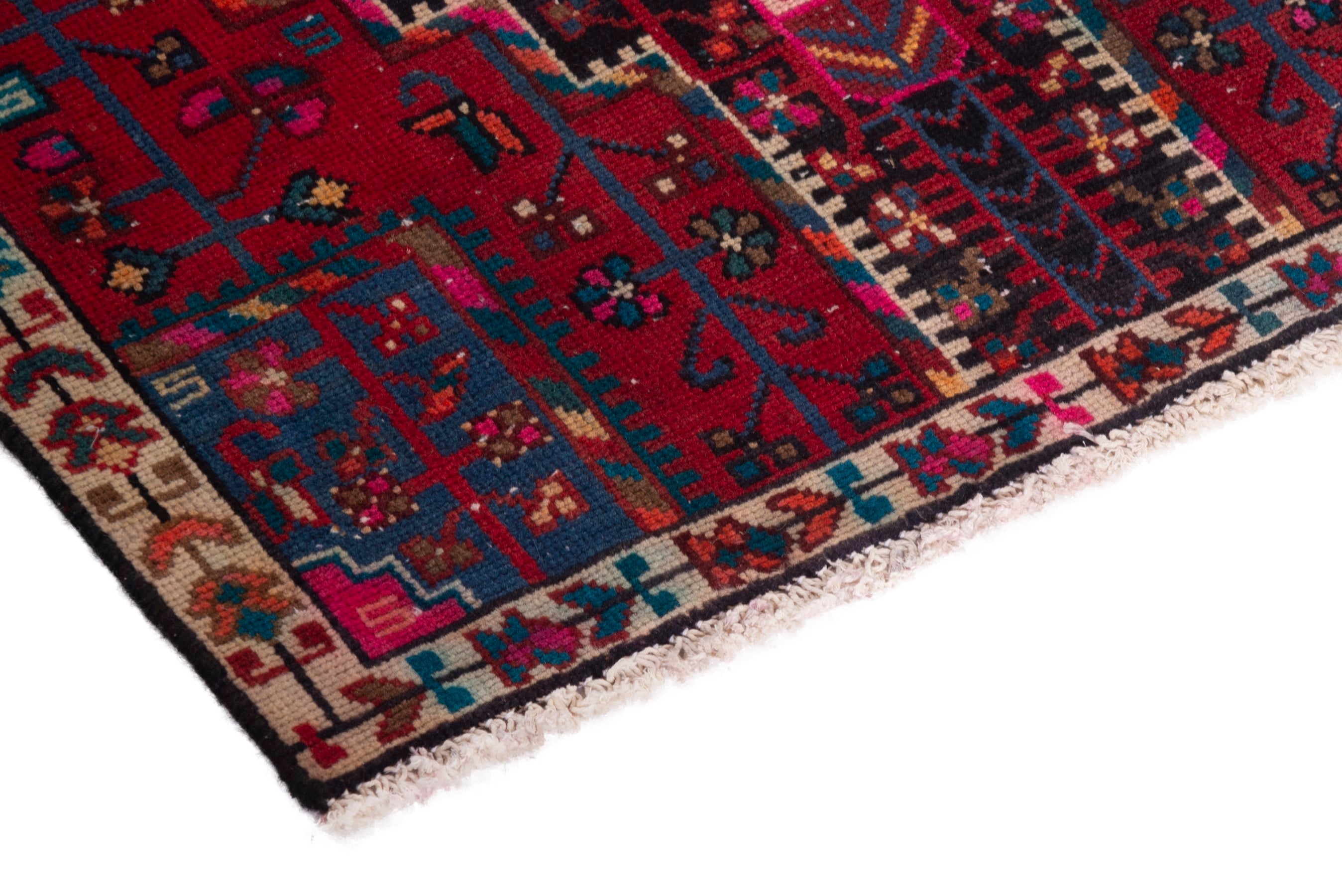 Persian Toyserkan accent rug in deep red and cream, view 6 of 17