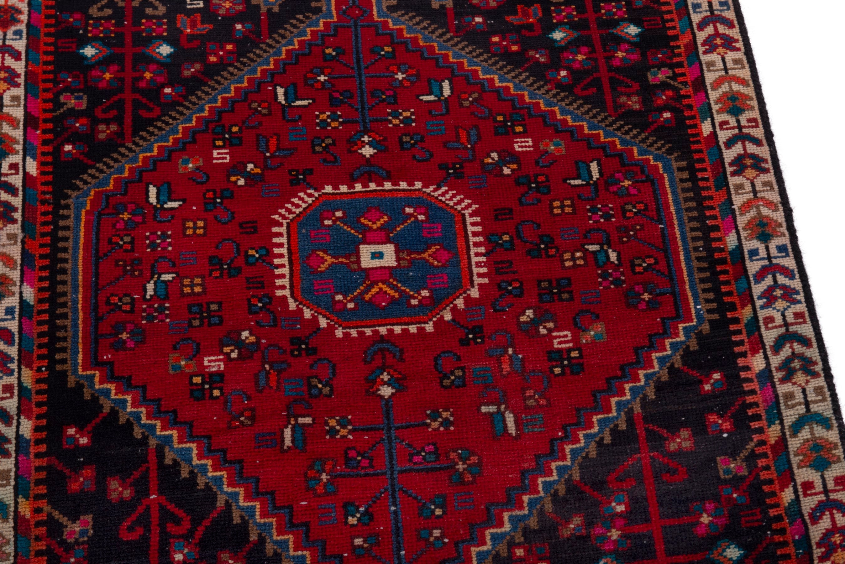 Persian Toyserkan accent rug in deep red and cream, view 7 of 17