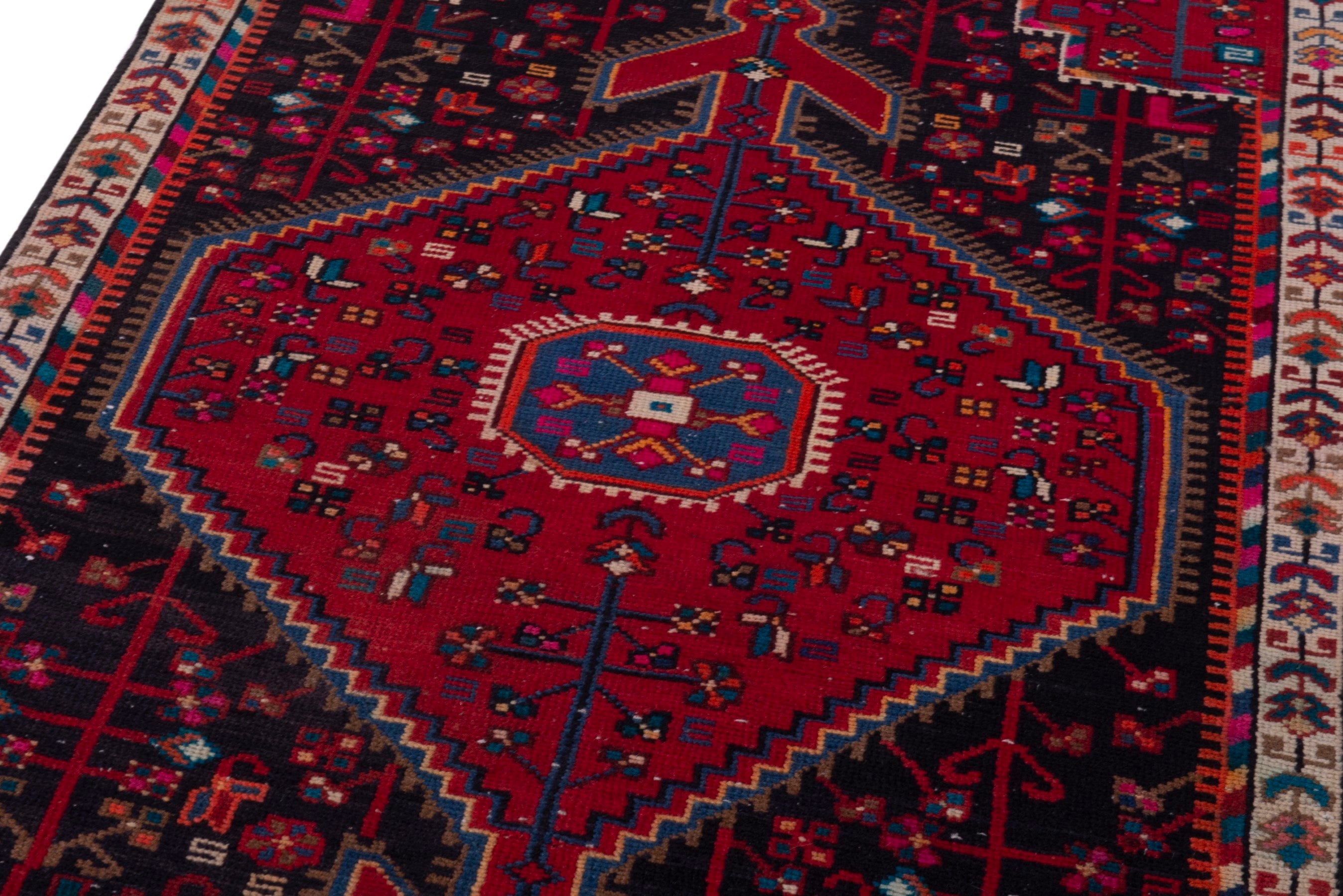 Persian Toyserkan accent rug in deep red and cream, view 9 of 17