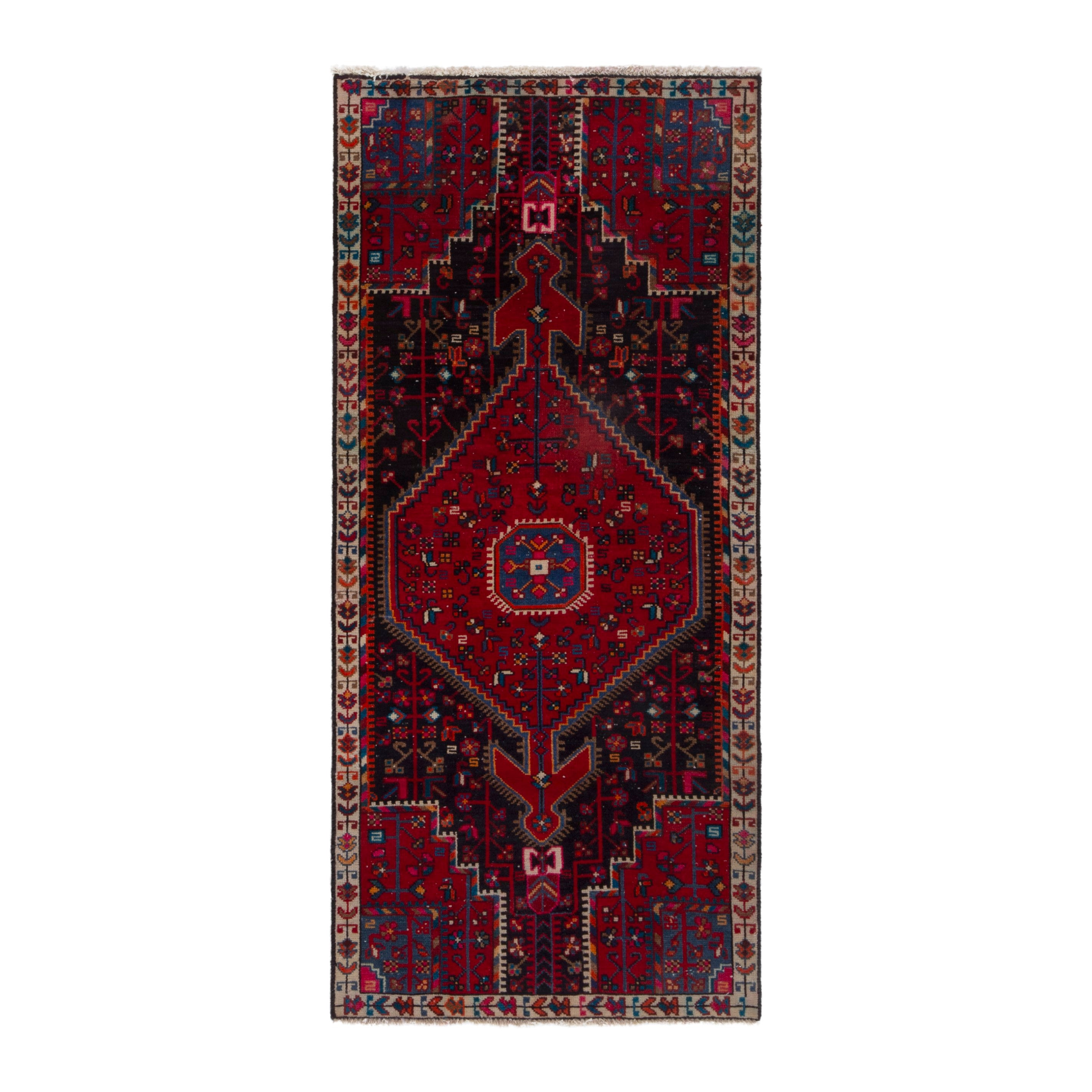 Persian Toyserkan accent rug in deep red and cream, 2'7" x 5'8"