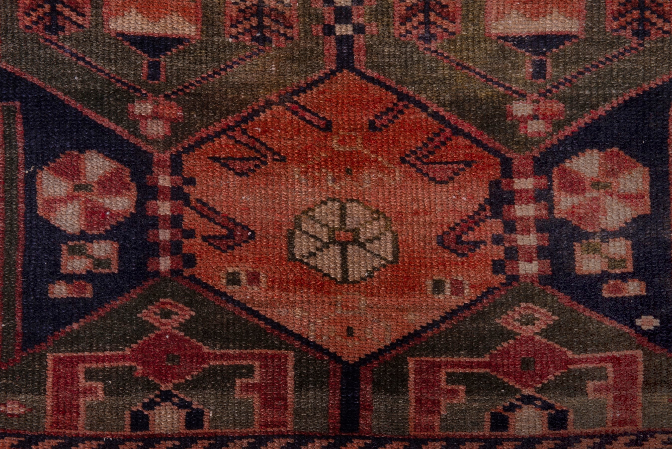 Persian Bakhtiari accent rug in navy and rust, view 11 of 18