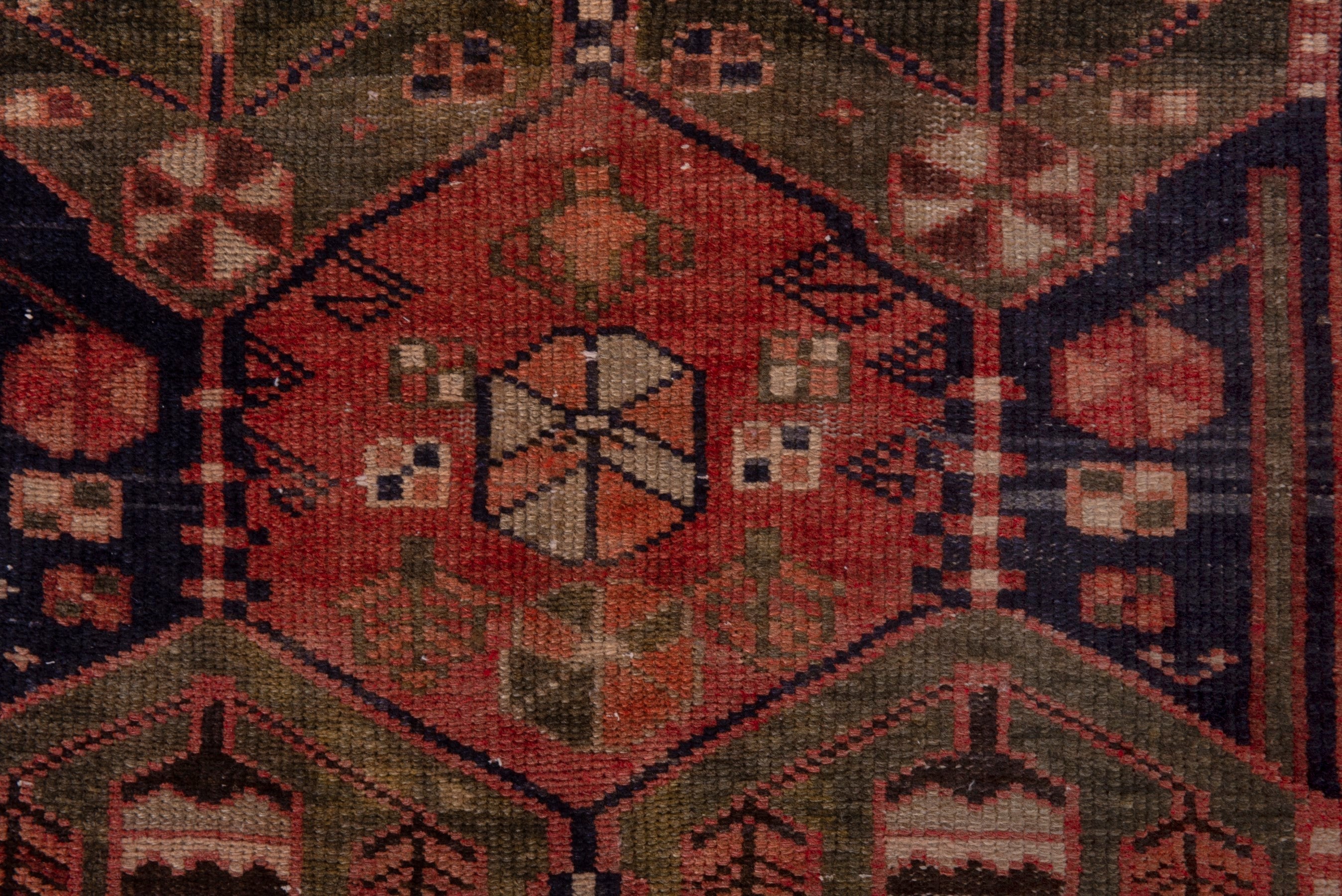 Persian Bakhtiari accent rug in navy and rust, view 12 of 18