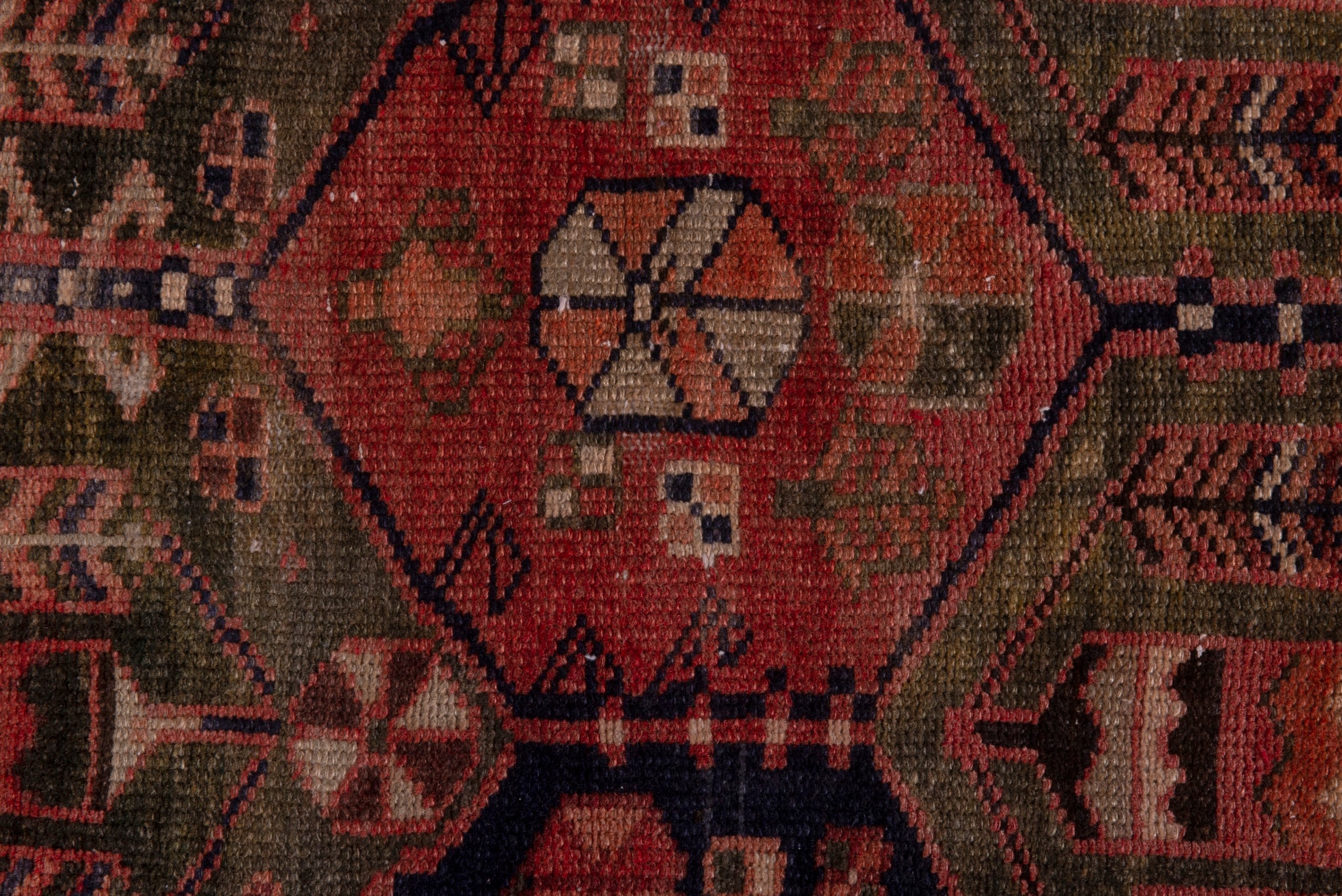 Persian Bakhtiari accent rug in navy and rust, view 14 of 18