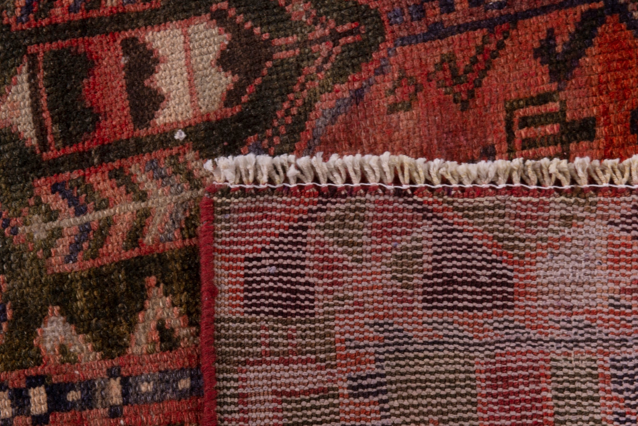 Persian Bakhtiari accent rug in navy and rust, view 18 of 18
