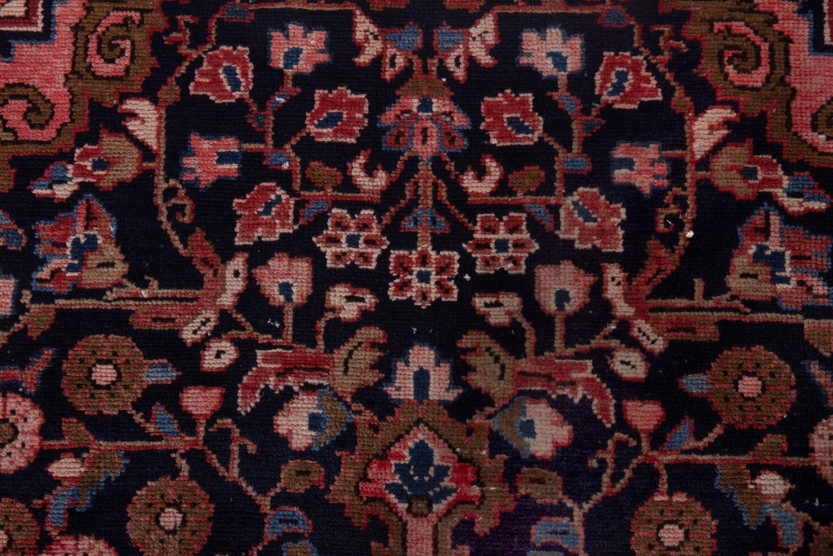 Persian Hamedan accent rug in navy and rust, view 13 of 17
