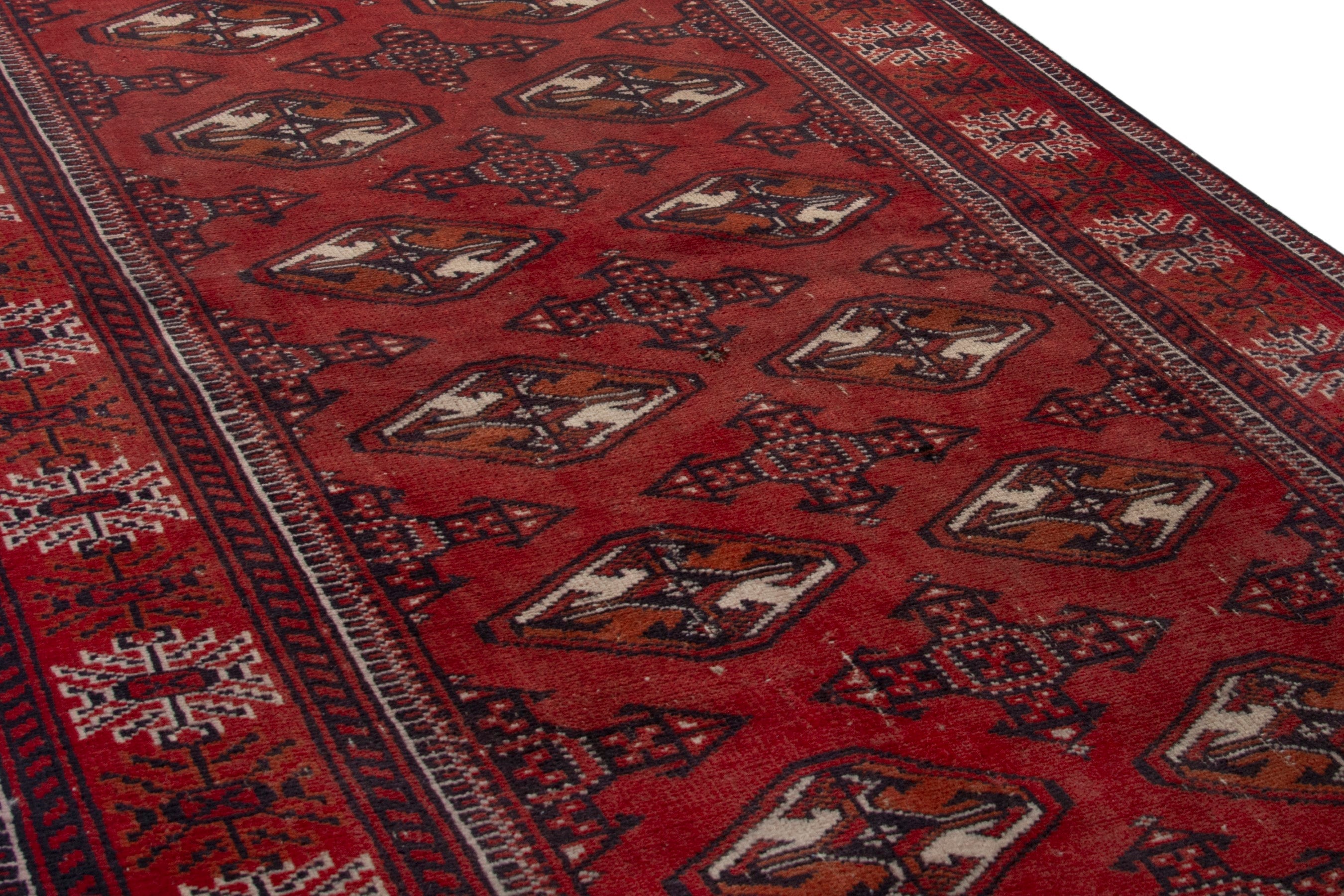 Persian Torkaman accent rug in deep red and faded red, view 10 of 18