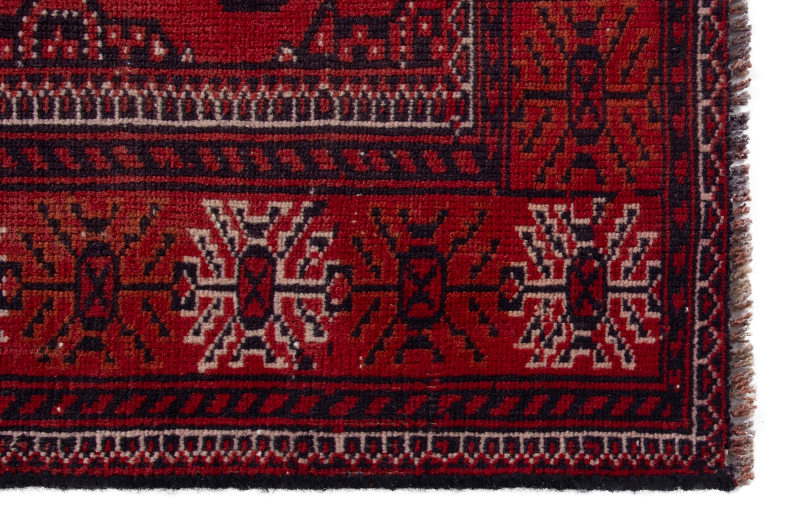 Persian Torkaman accent rug in deep red and faded red, view 5 of 18