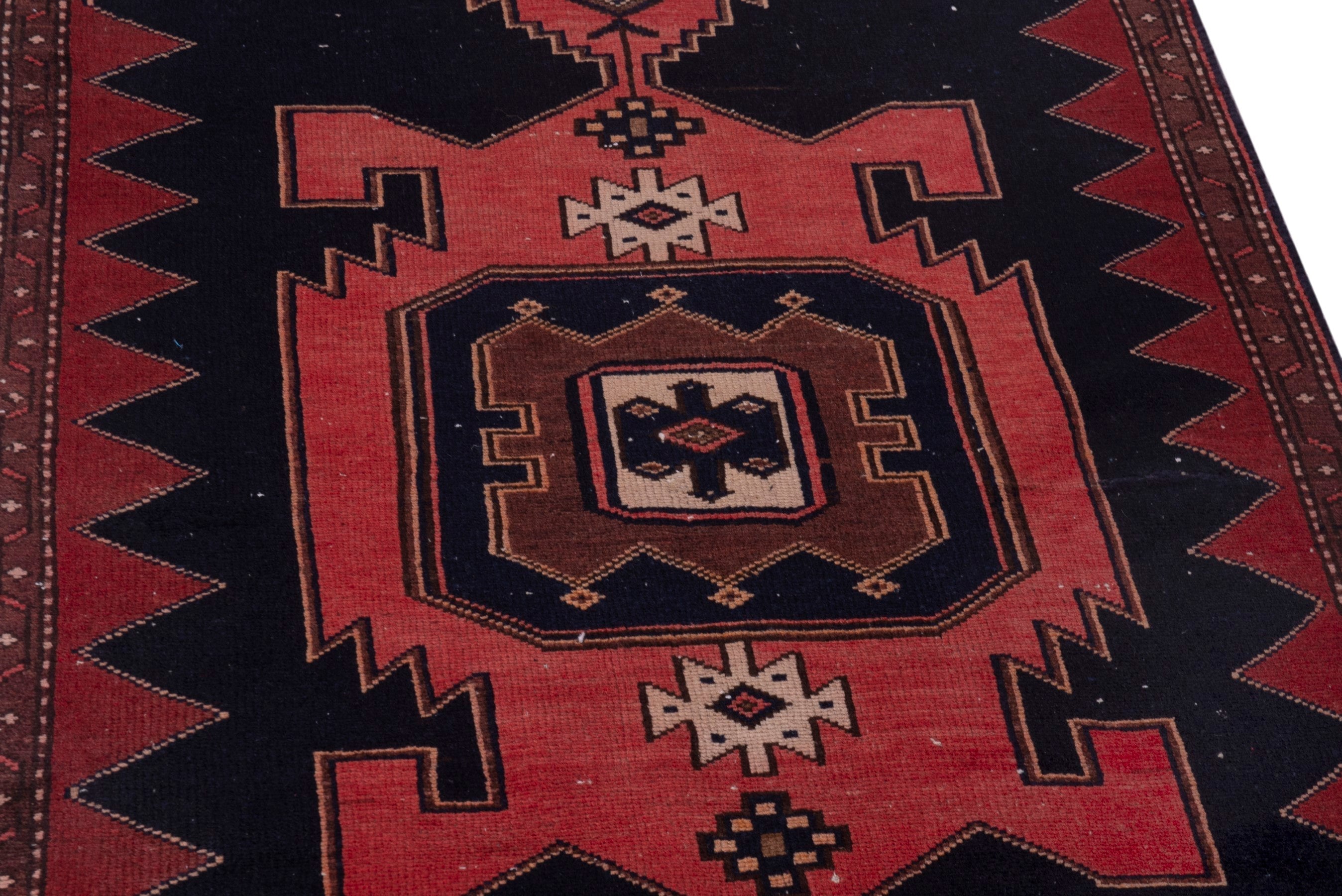Persian Saveh accent rug in deep red and black, view 10 of 18