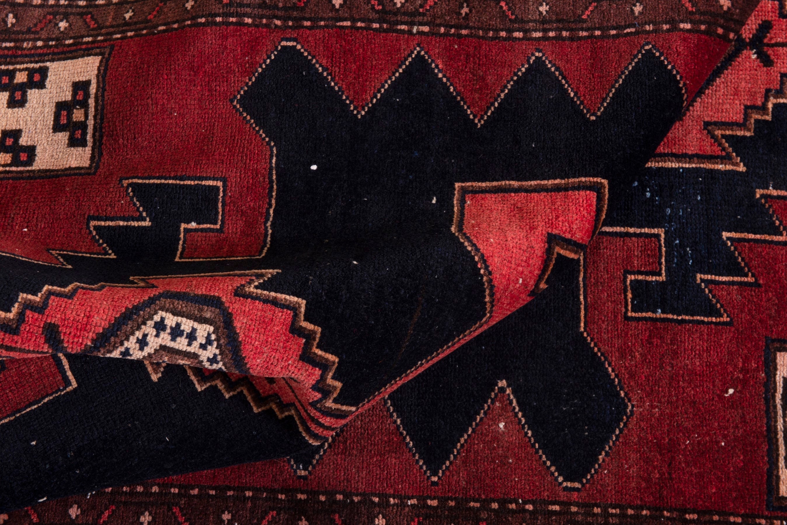 Persian Saveh accent rug in deep red and black, view 17 of 18