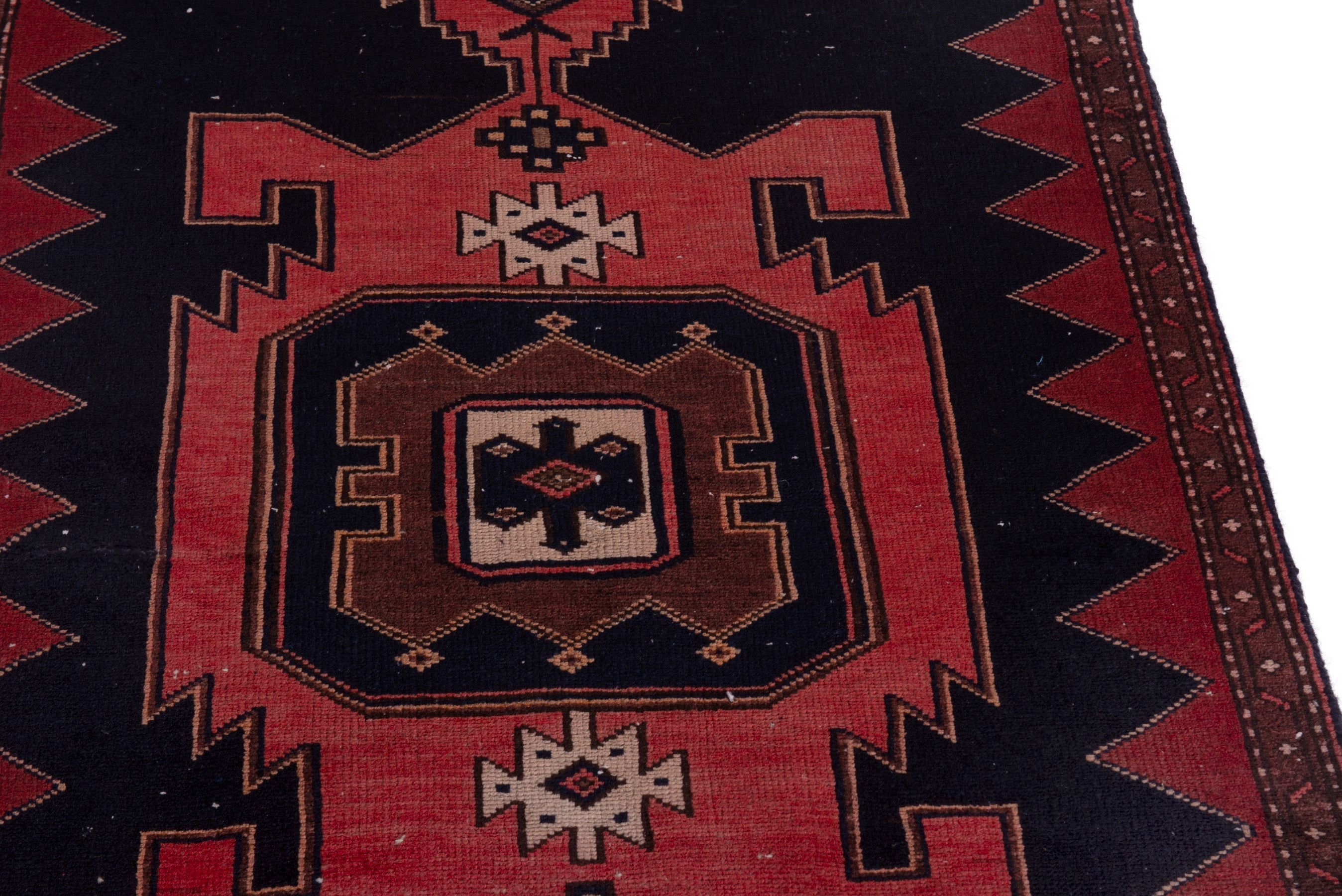 Persian Saveh accent rug in deep red and black, view 7 of 18