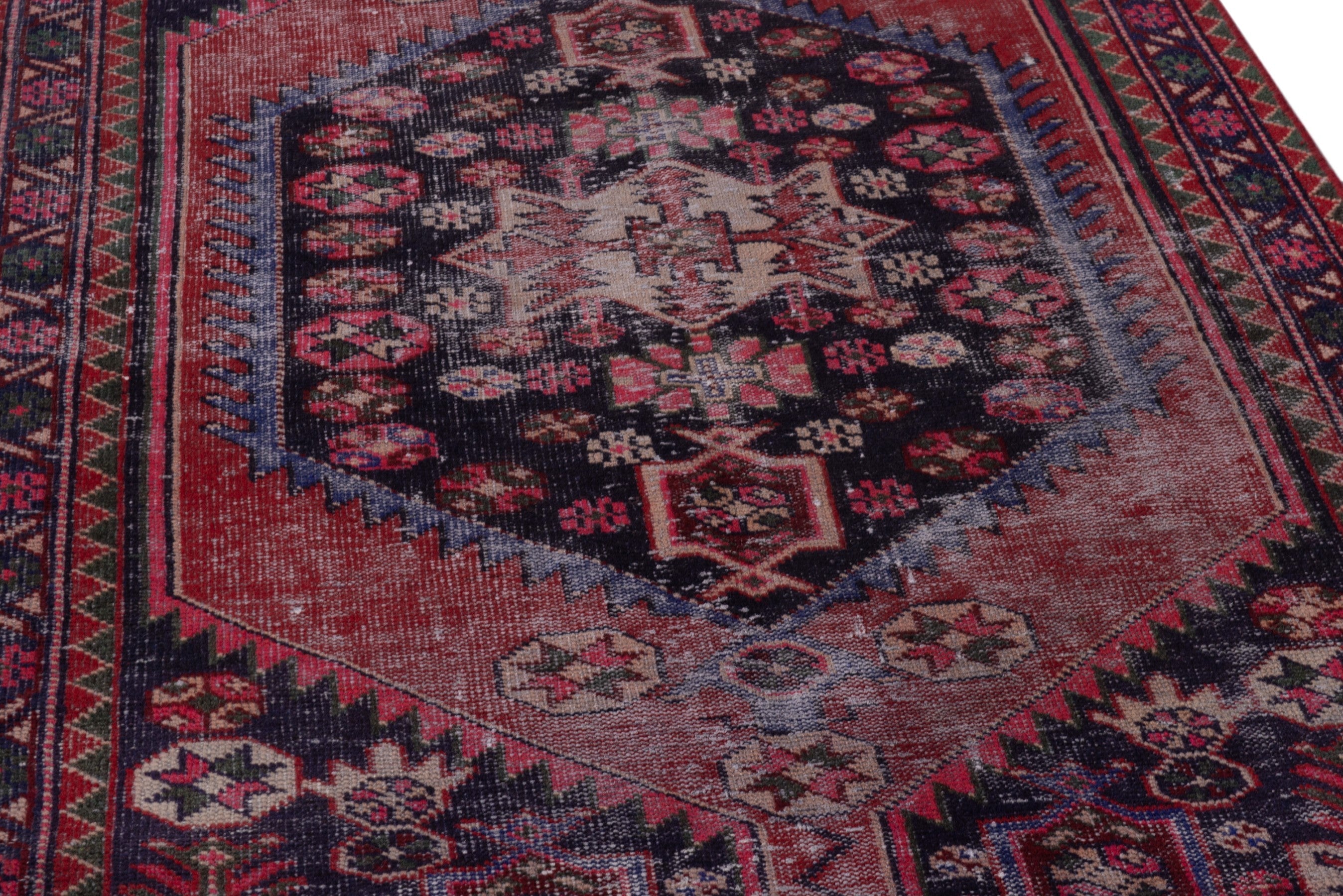 Persian Ferdos area rug in burgundy and faded red, view 10 of 19