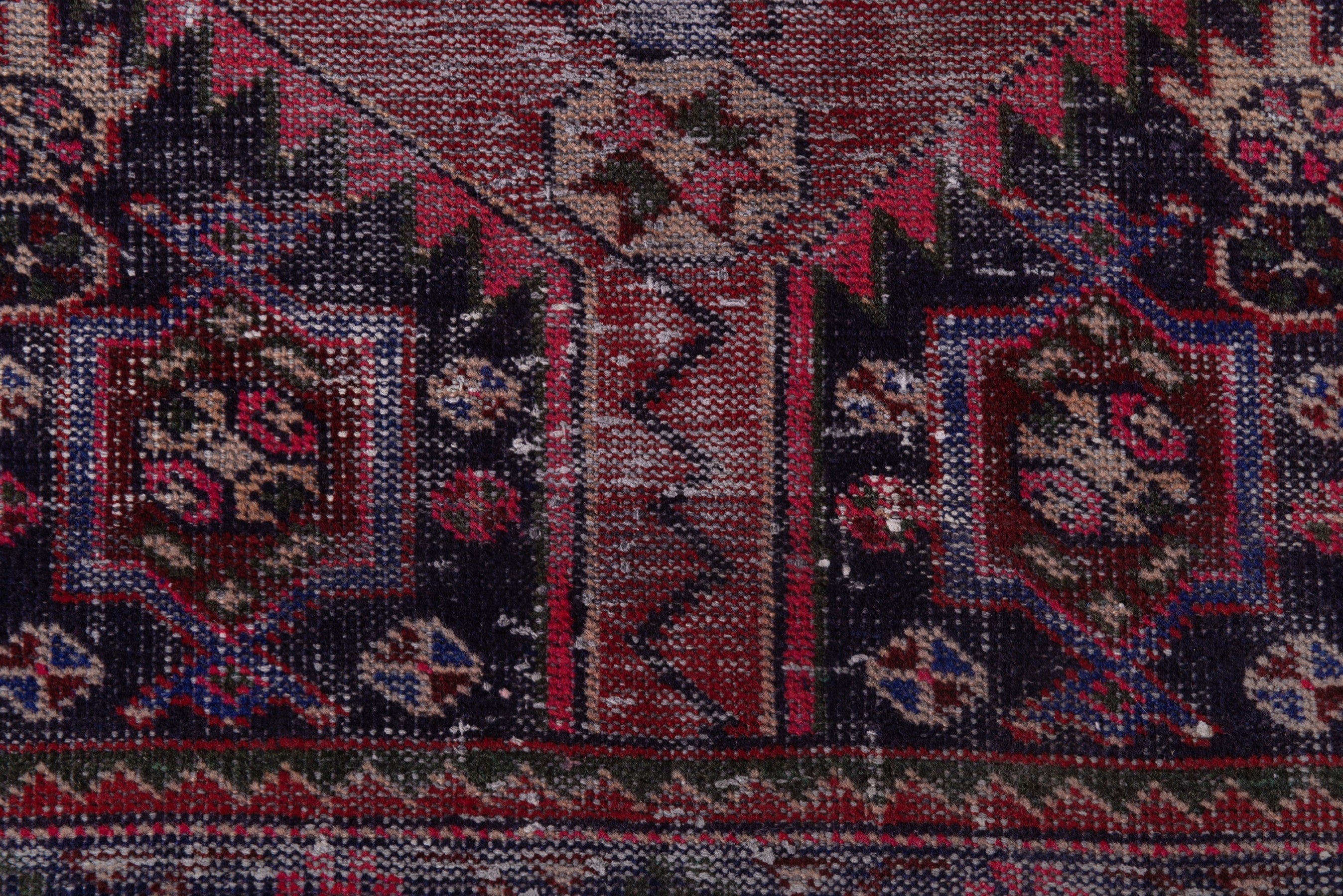 Persian Ferdos area rug in burgundy and faded red, view 11 of 19