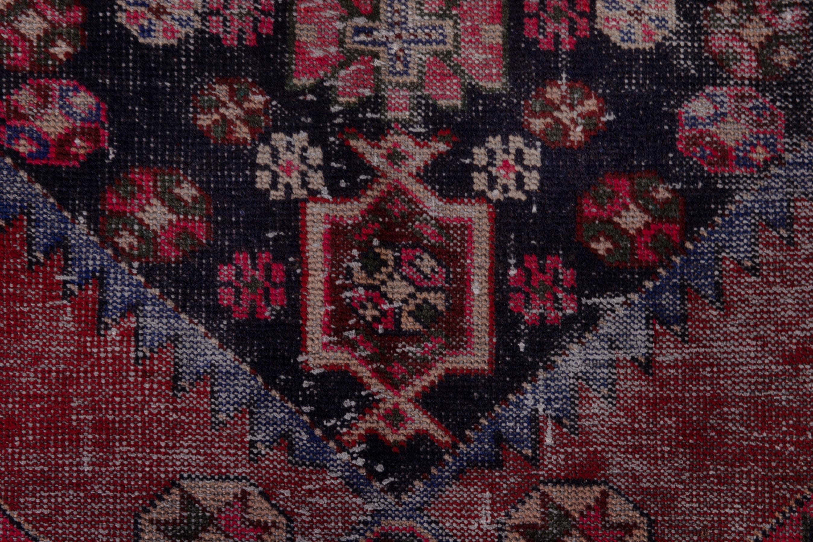 Persian Ferdos area rug in burgundy and faded red, view 12 of 19