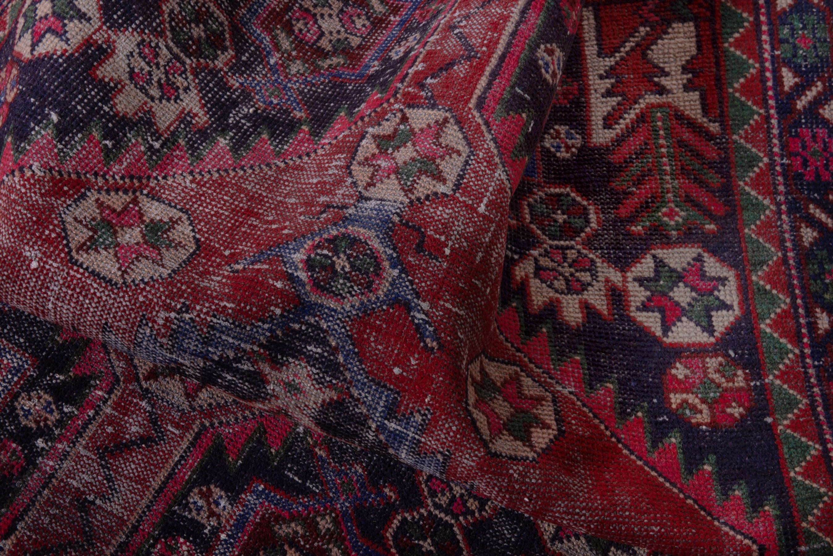 Persian Ferdos area rug in burgundy and faded red, view 16 of 19