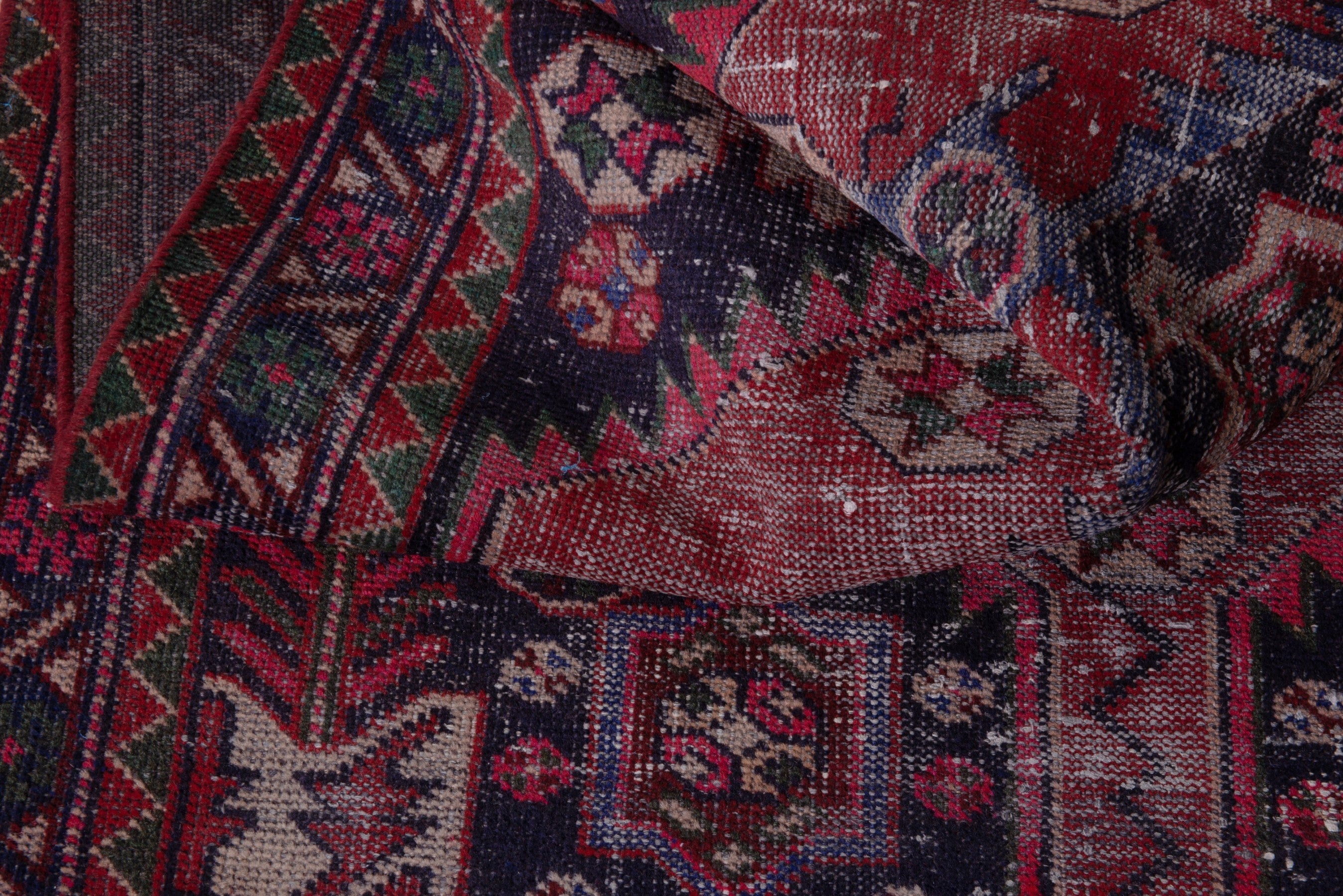 Persian Ferdos area rug in burgundy and faded red, view 17 of 19