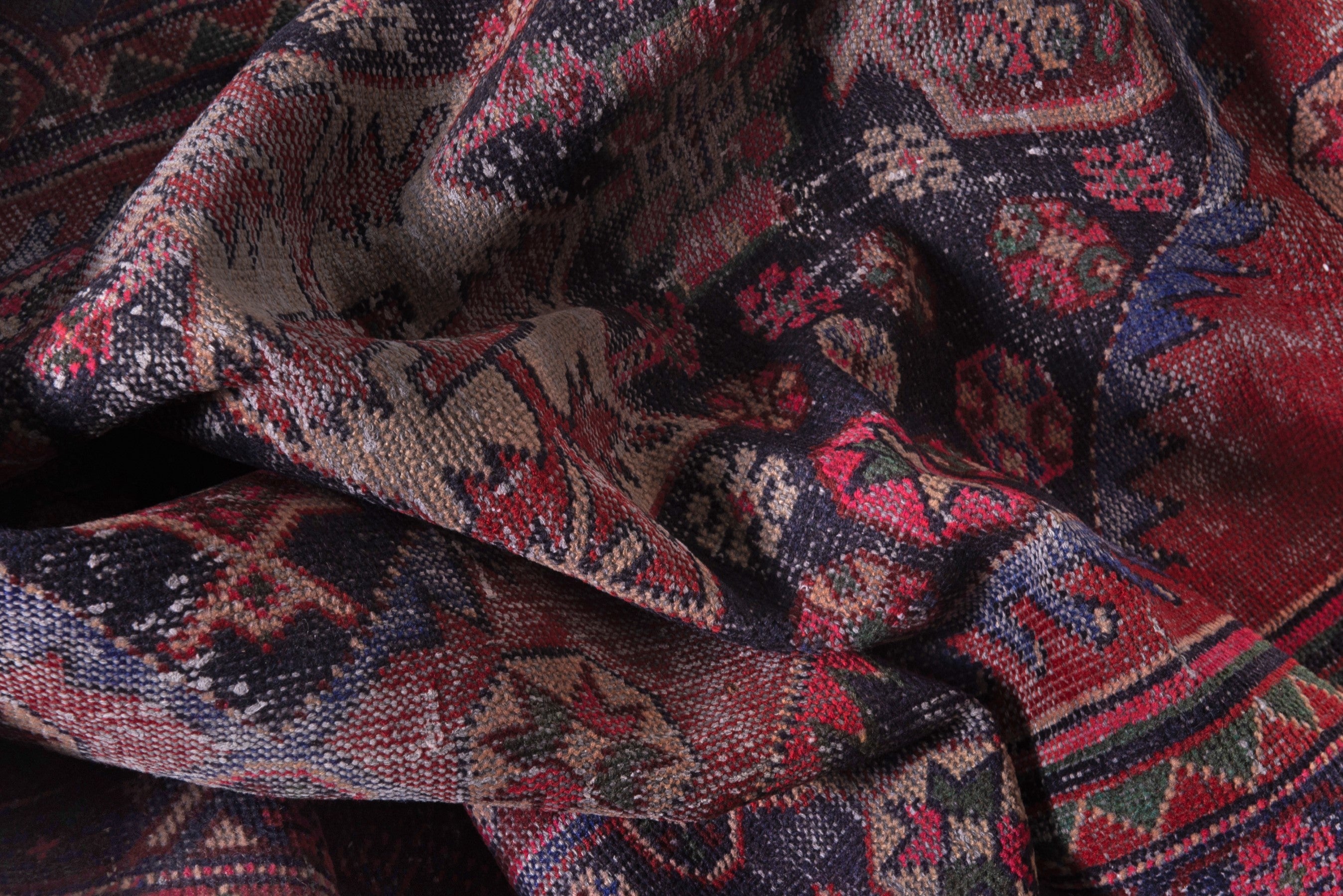 Persian Ferdos area rug in burgundy and faded red, view 18 of 19