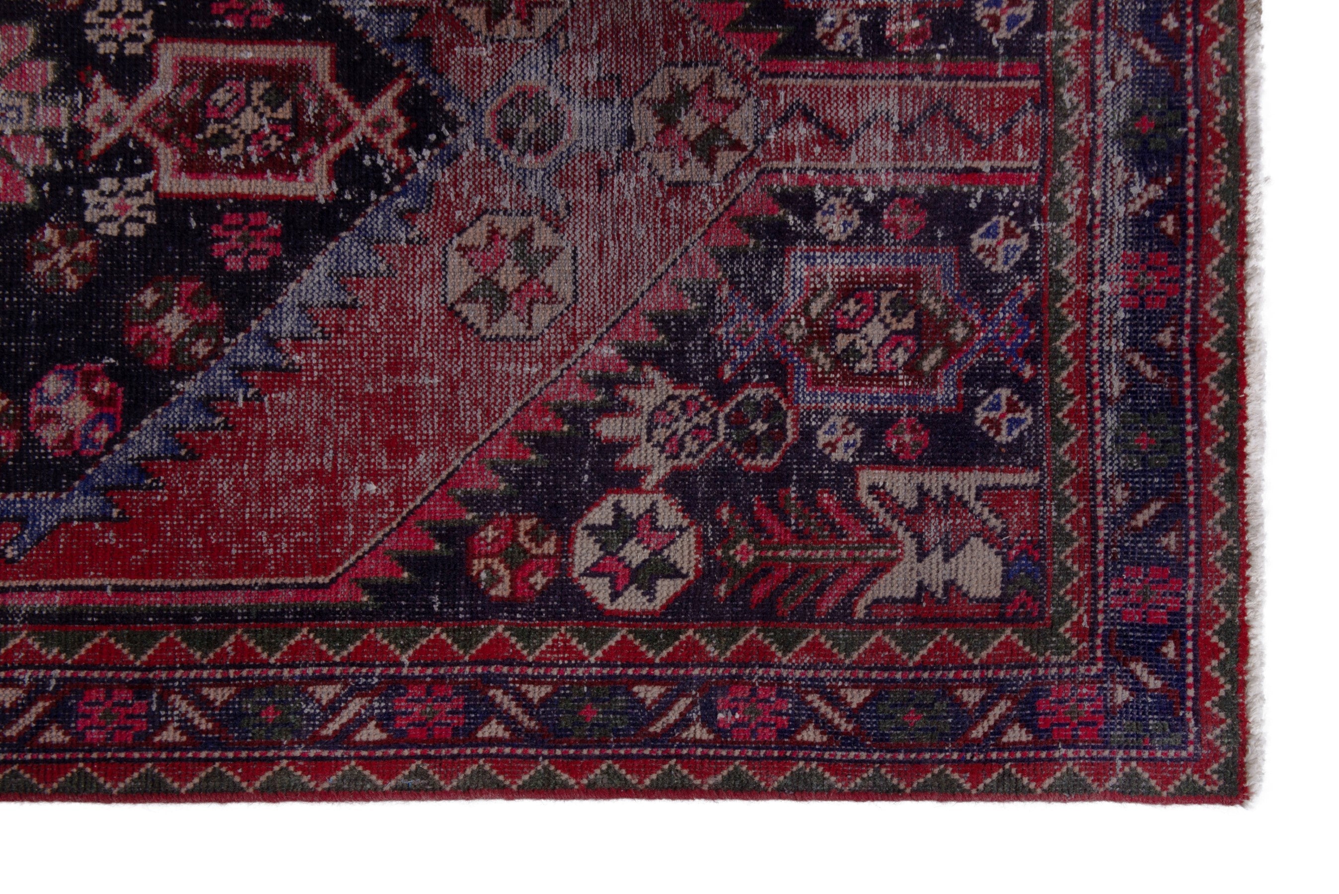 Persian Ferdos area rug in burgundy and faded red, view 5 of 19