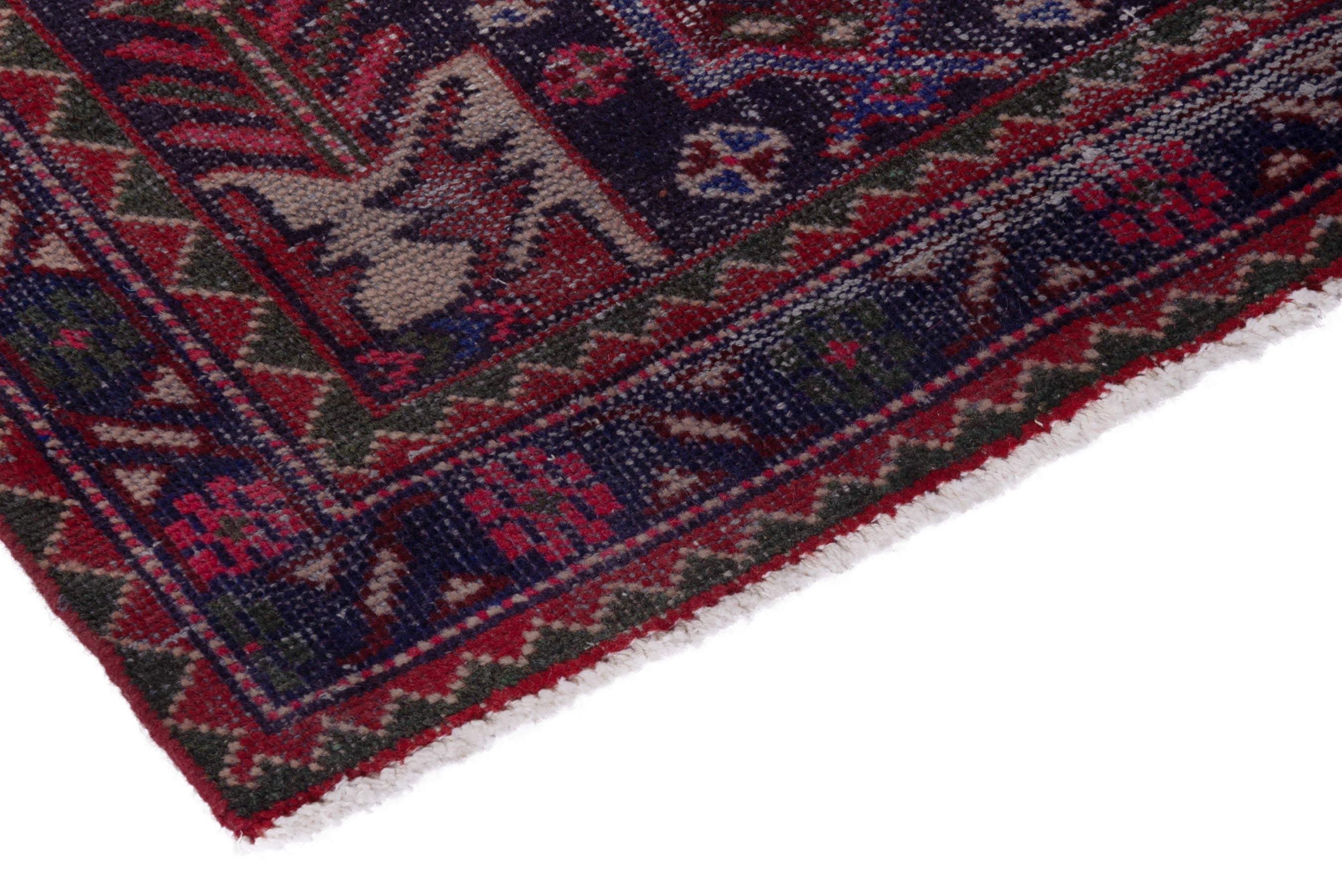 Persian Ferdos area rug in burgundy and faded red, view 6 of 19