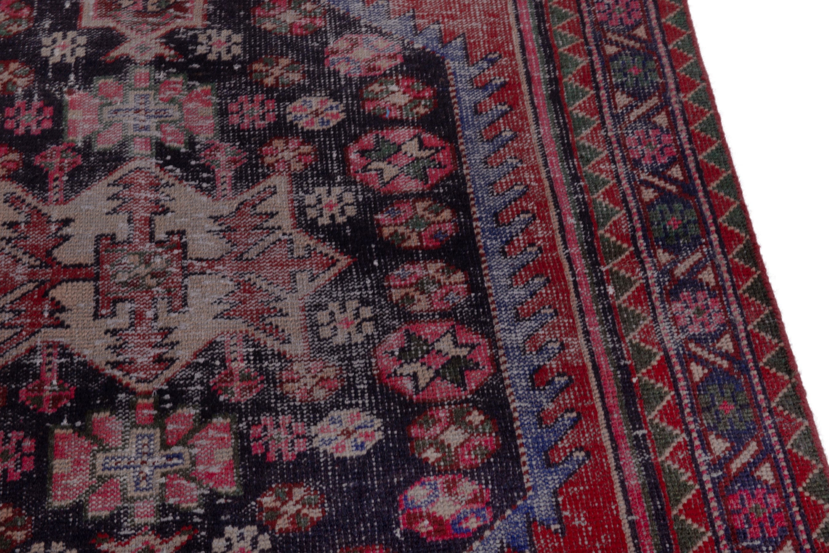 Persian Ferdos area rug in burgundy and faded red, view 7 of 19