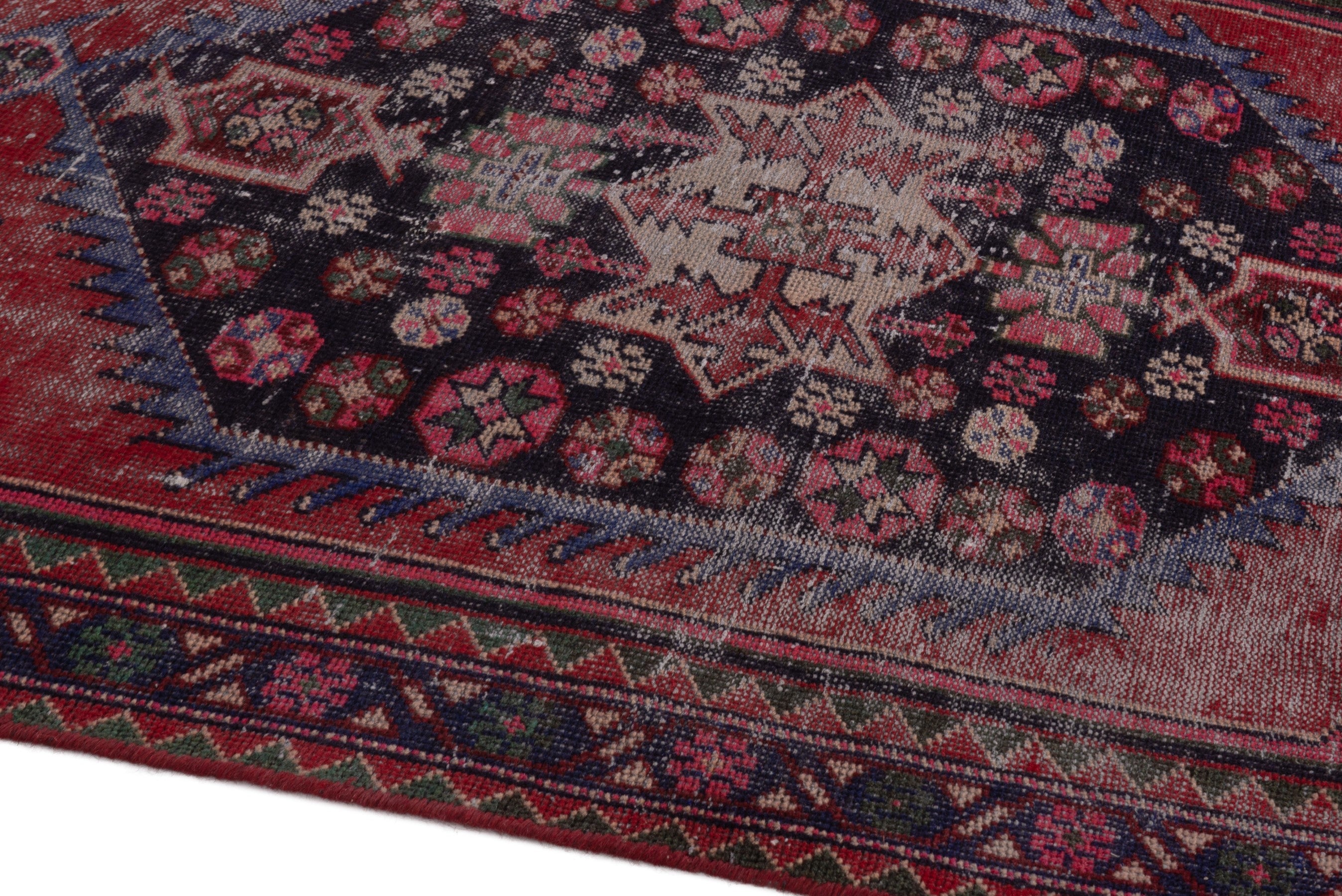 Persian Ferdos area rug in burgundy and faded red, view 8 of 19