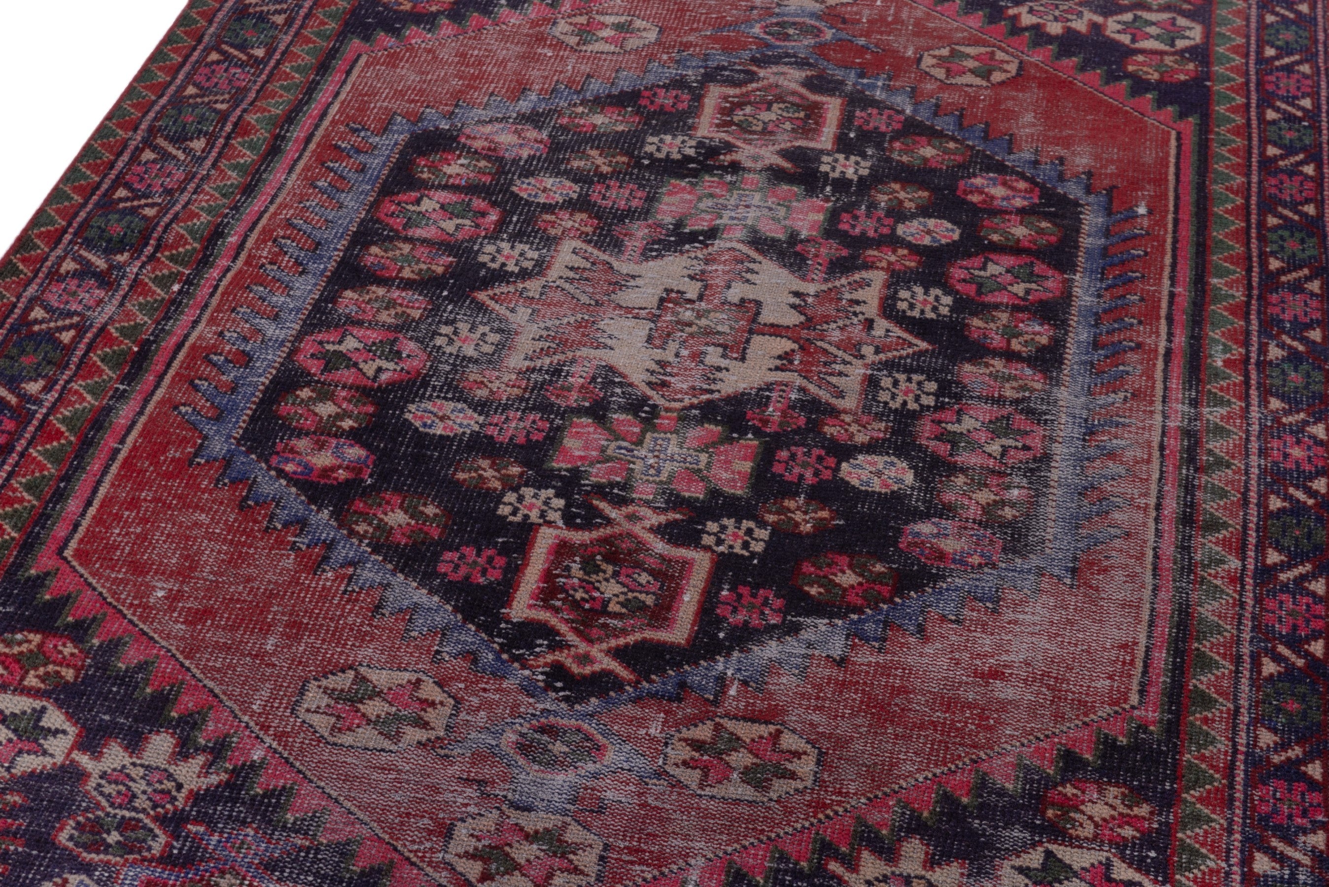 Persian Ferdos area rug in burgundy and faded red, view 9 of 19