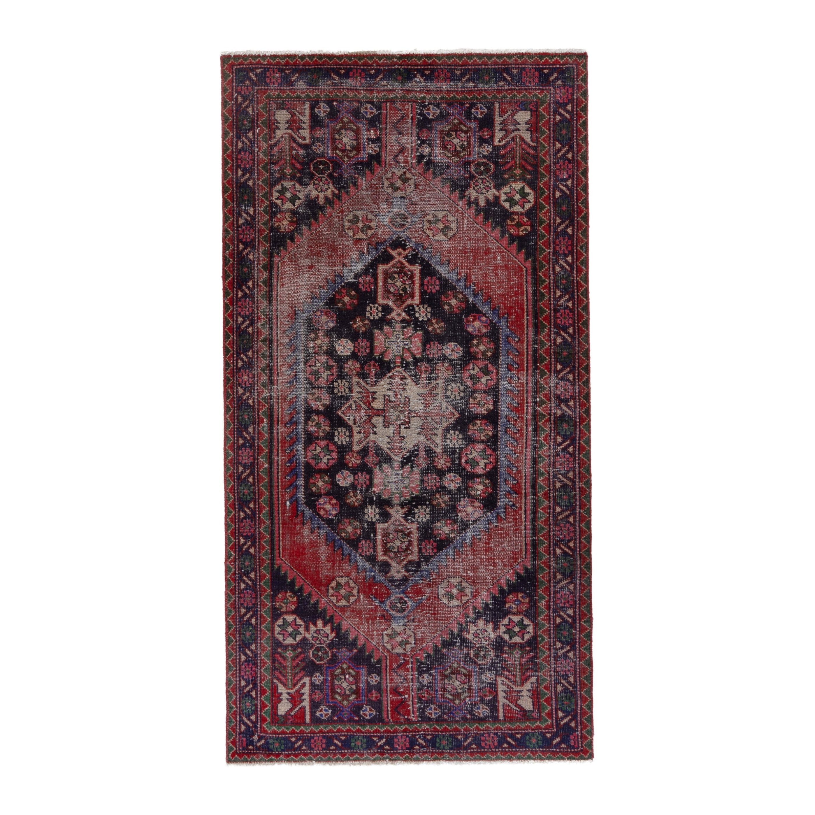 Persian Ferdos area rug in burgundy and faded red, 4'2" x 7'9"
