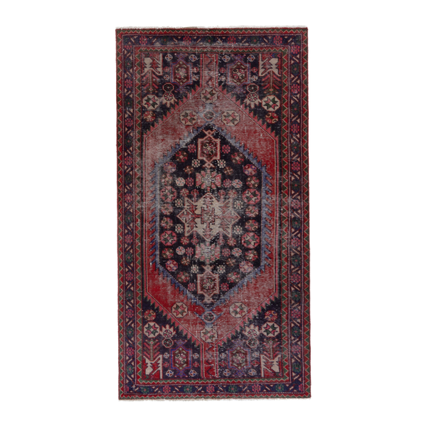 Persian Ferdos area rug in burgundy and faded red, 4'2" x 7'9"