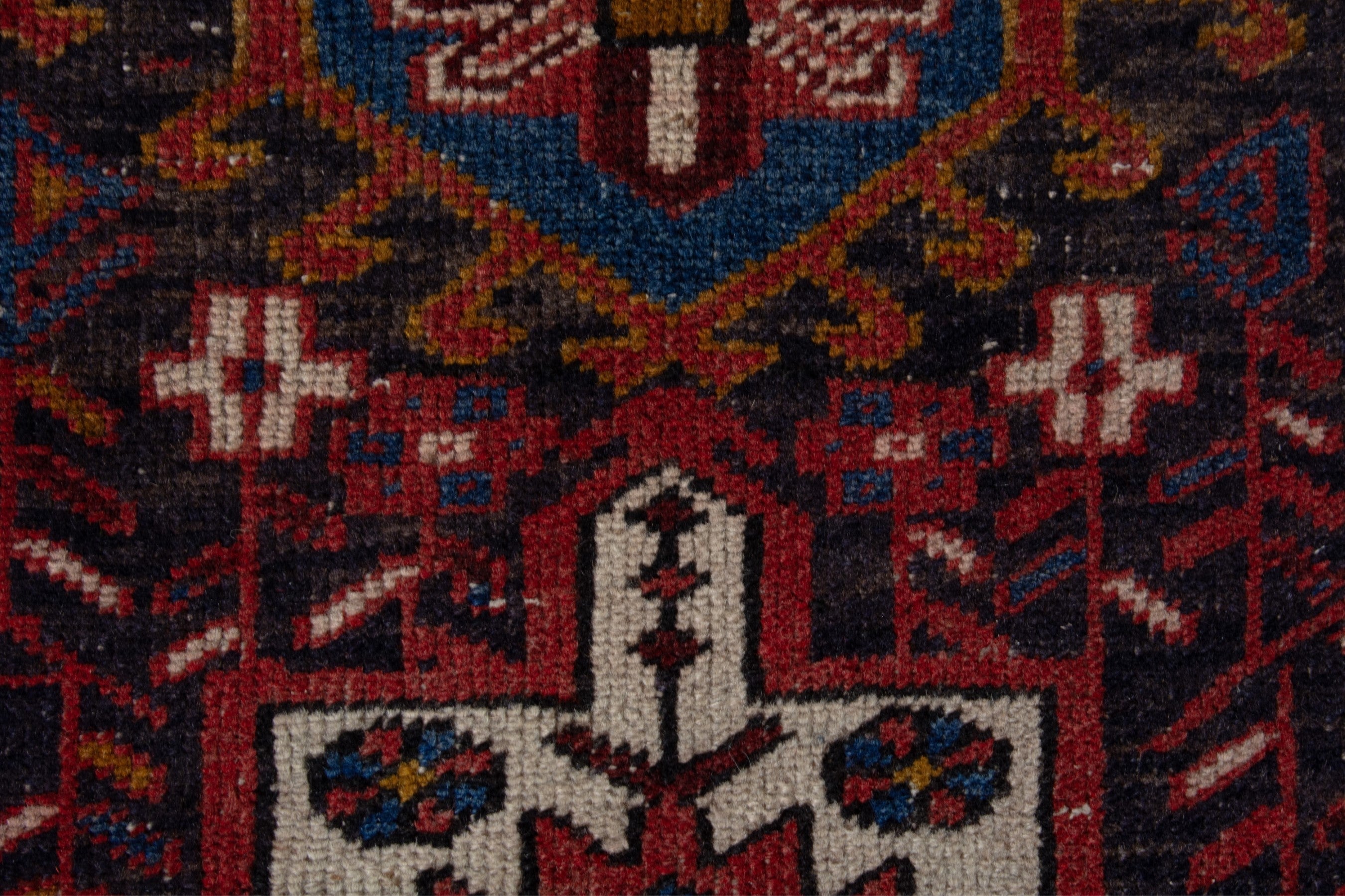 Persian Gharajeh runner rug in deep red and cream, view 11 of 18