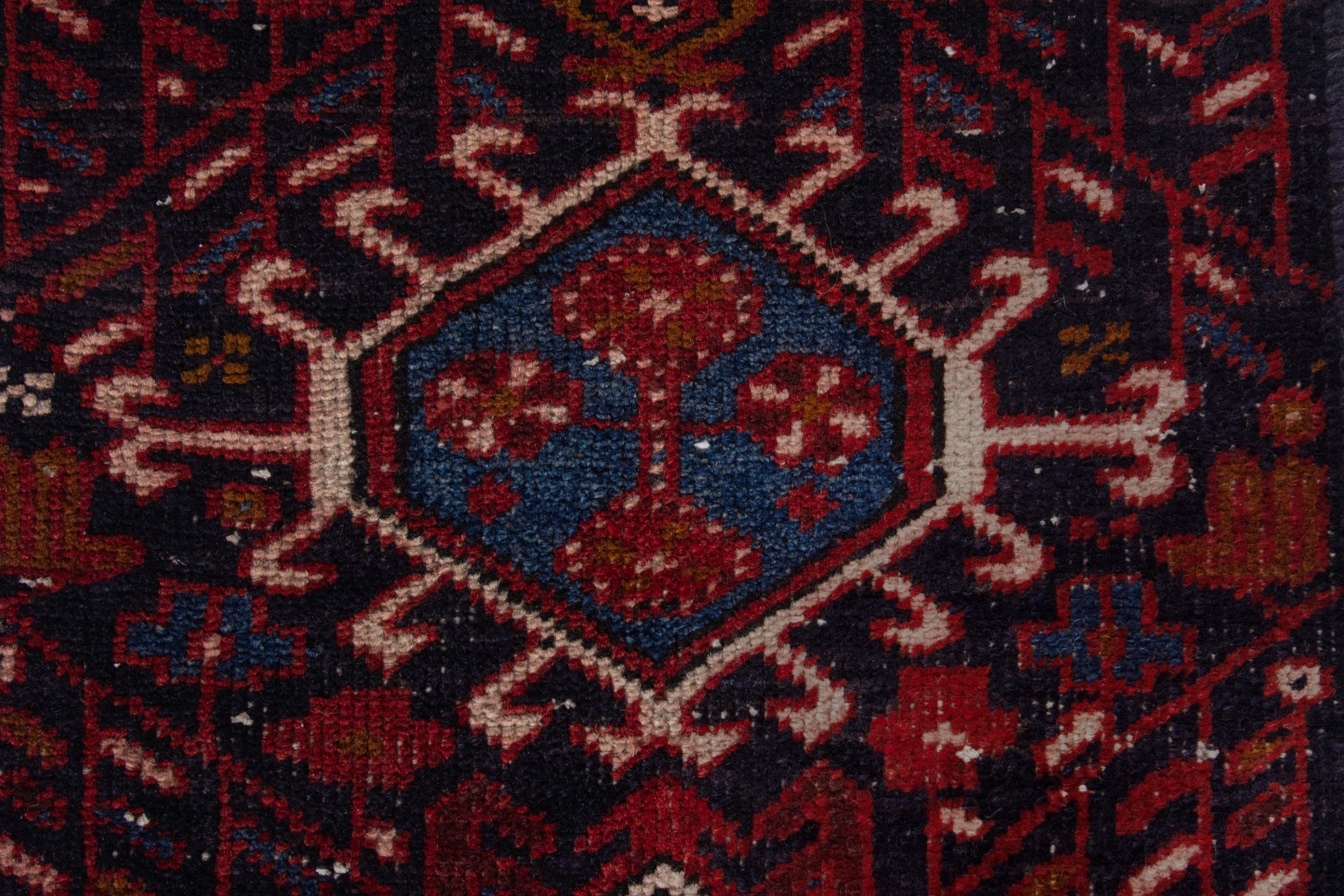 Persian Gharajeh runner rug in deep red and cream, view 12 of 18