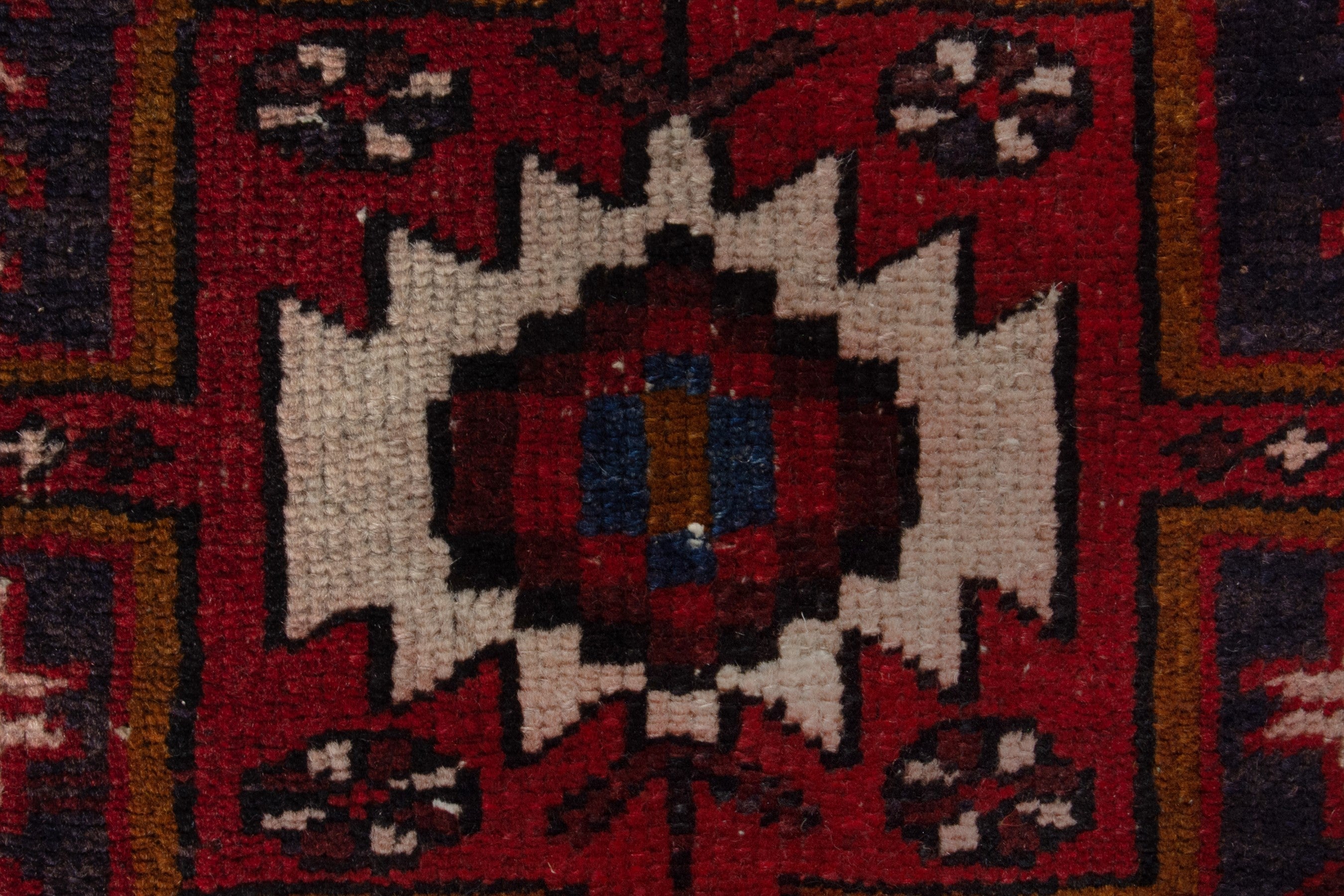 Persian Gharajeh runner rug in deep red and cream, view 13 of 18