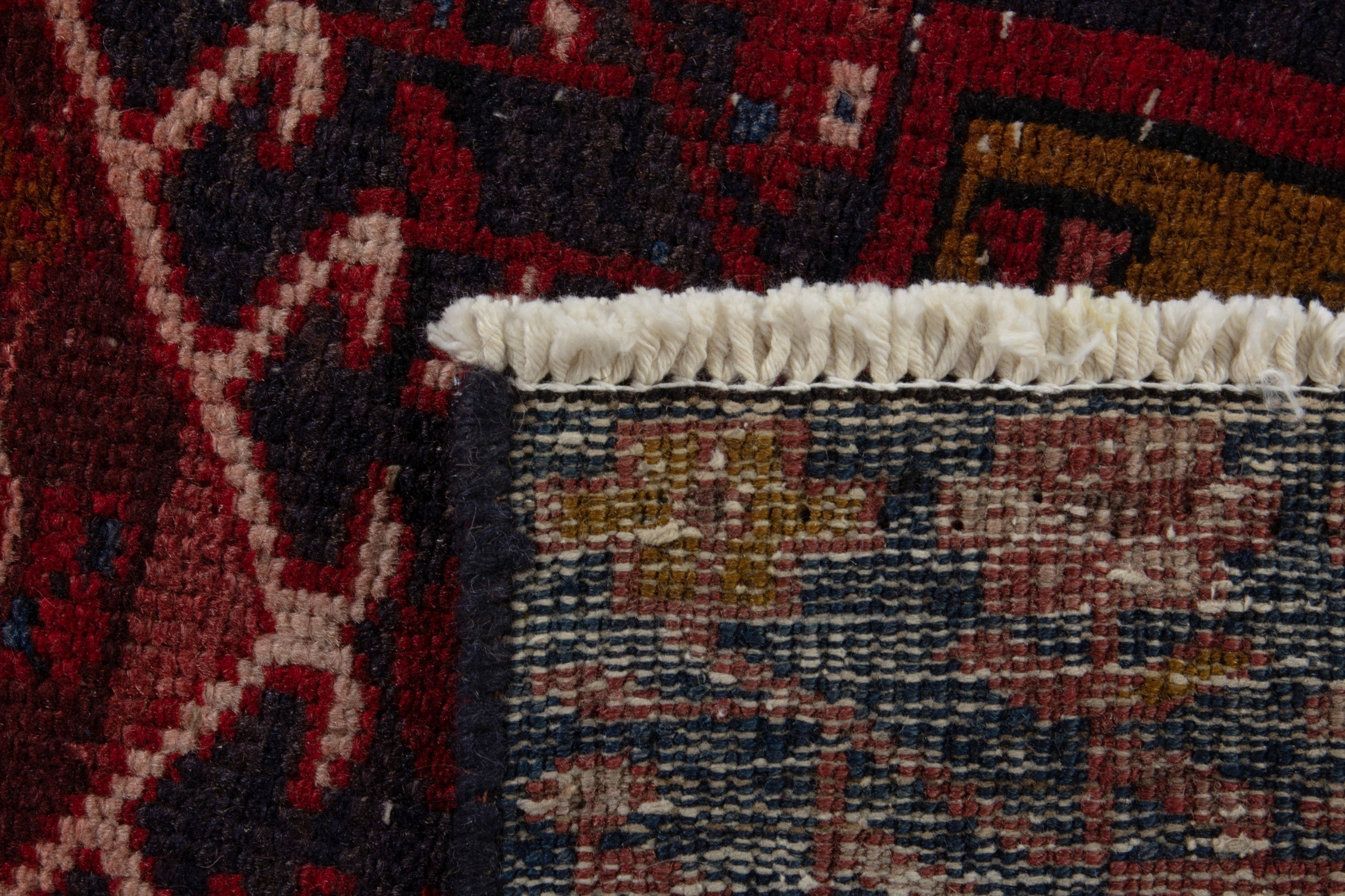 Persian Gharajeh runner rug in deep red and cream, view 18 of 18
