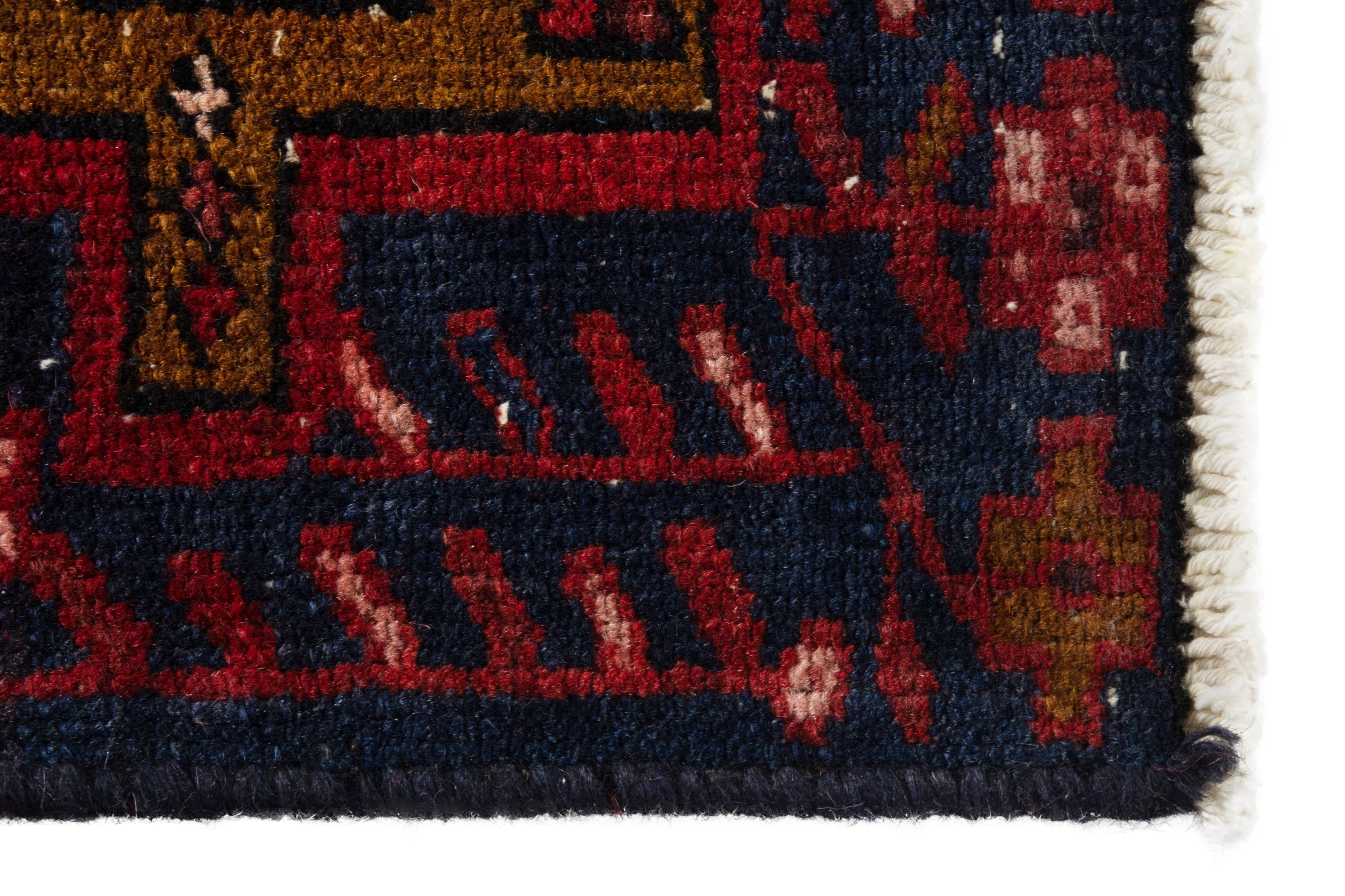 Persian Gharajeh runner rug in deep red and cream, view 5 of 18