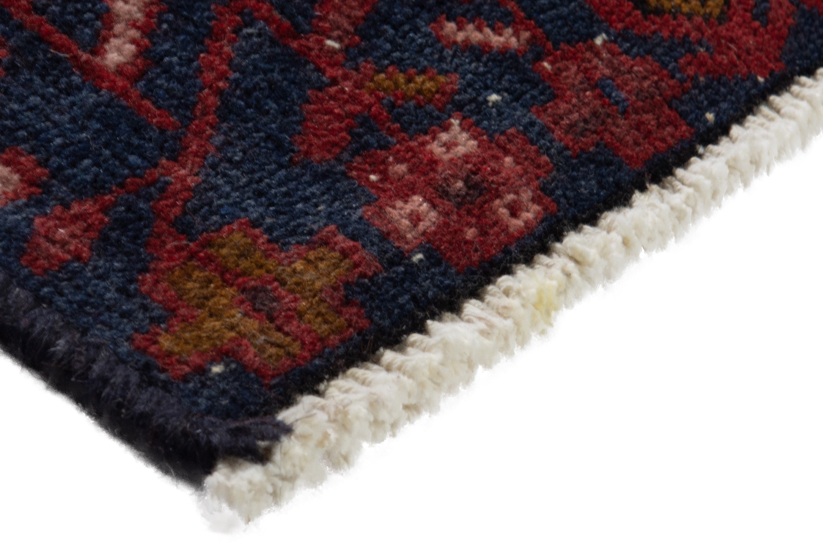 Persian Gharajeh runner rug in deep red and cream, view 6 of 18