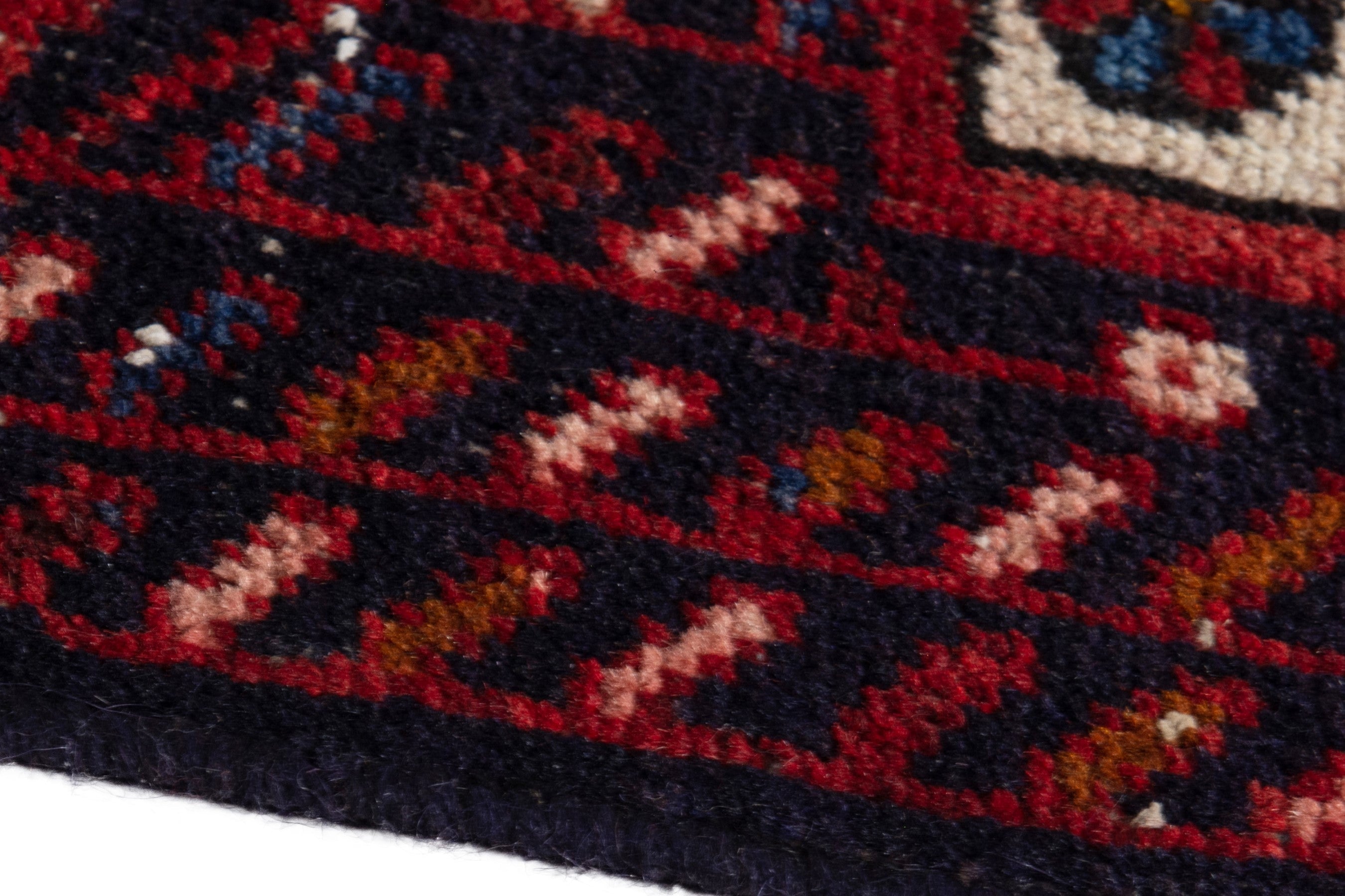 Persian Gharajeh runner rug in deep red and cream, view 8 of 18