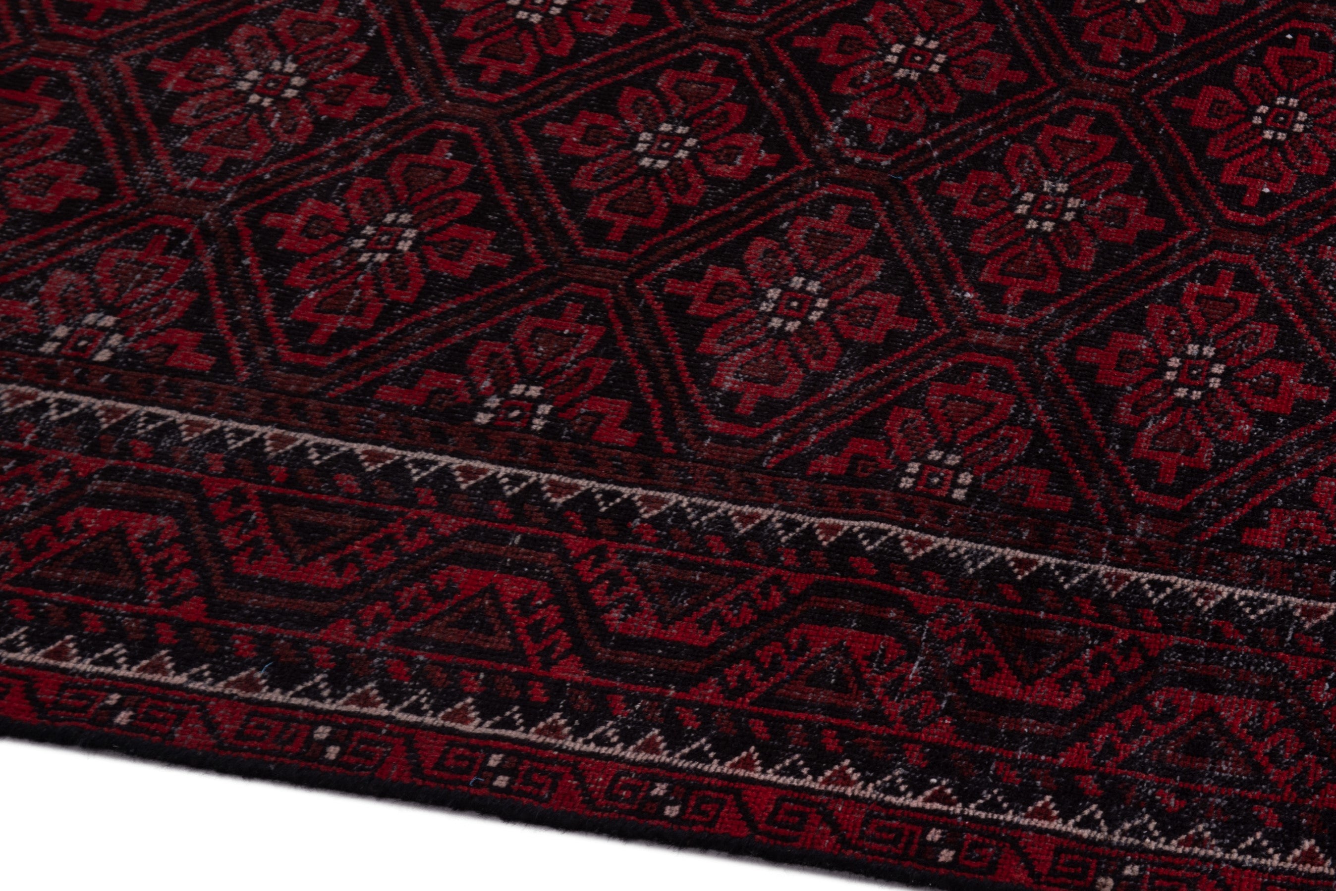 Persian Baluch runner rug in burgundy and deep red, view 8 of 19