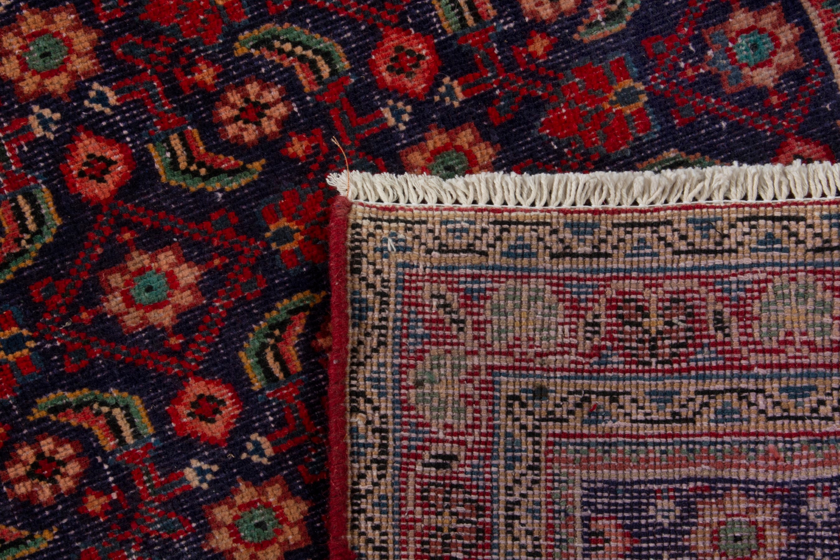 Persian Mahal runner rug in burgundy and deep red, view 17 of 17