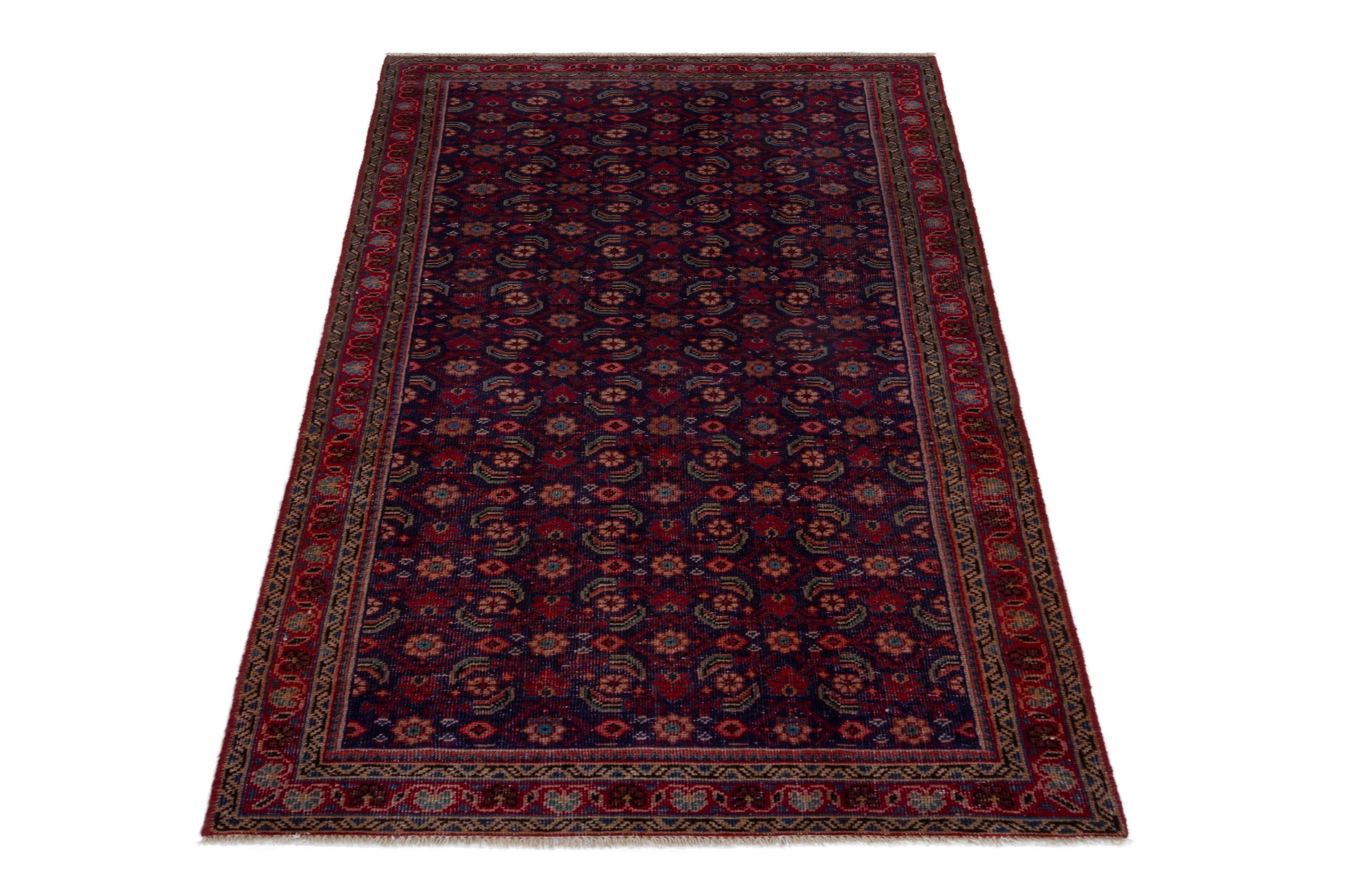 Persian Mahal runner rug in burgundy and deep red, view 2 of 17