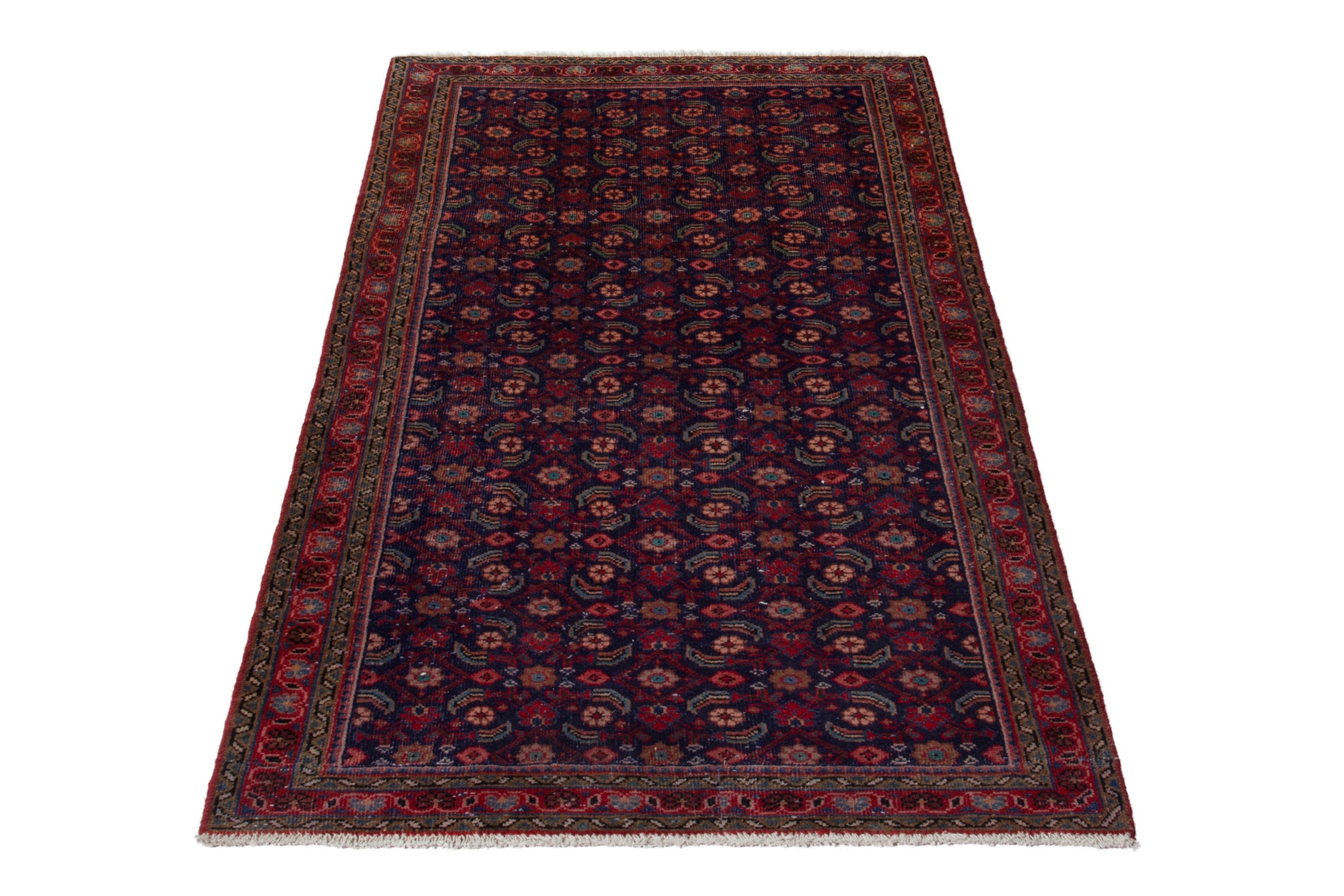 Persian Mahal runner rug in burgundy and deep red, view 3 of 17